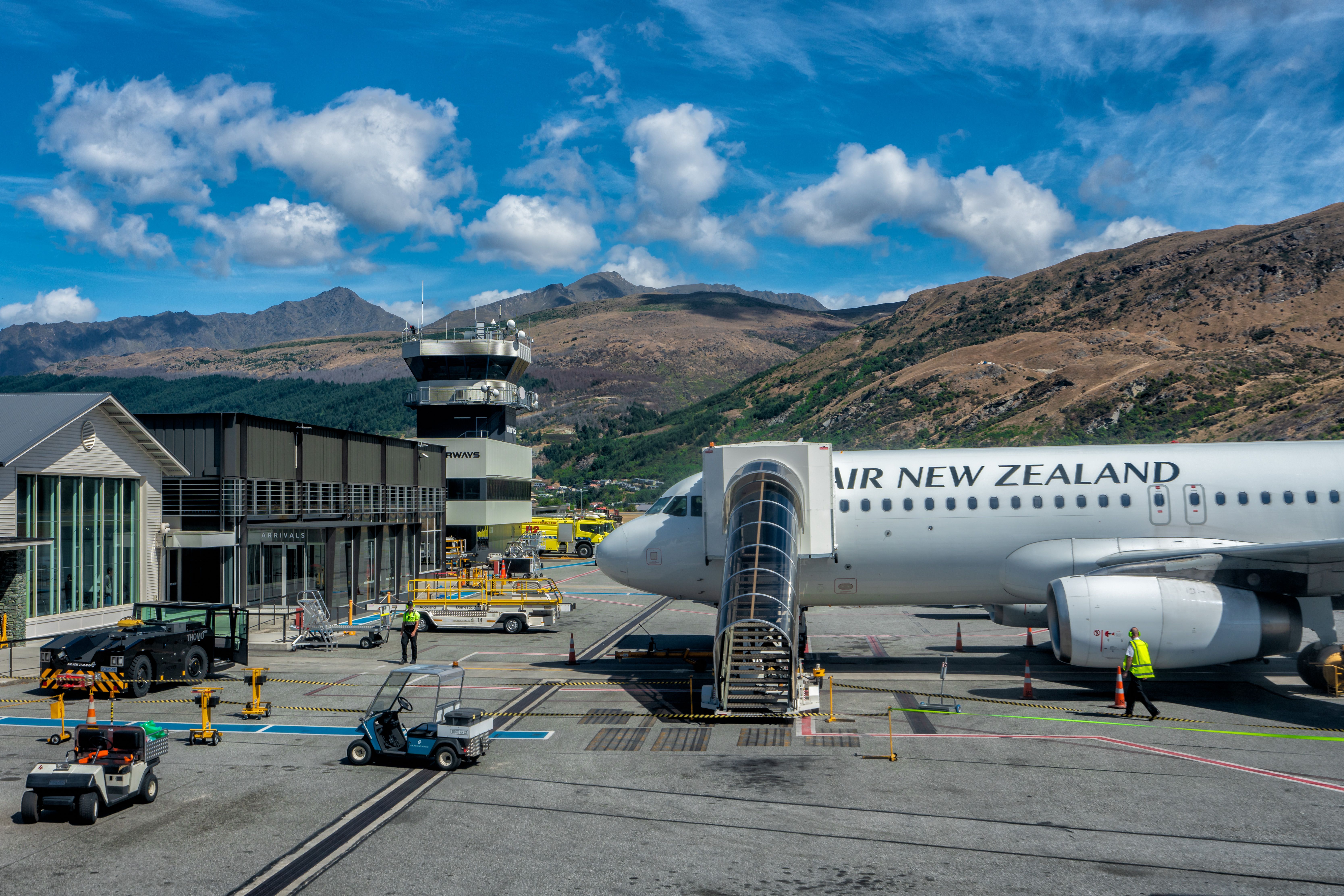 An Air New Zealand plane at Queenstown Airport (ZQN)