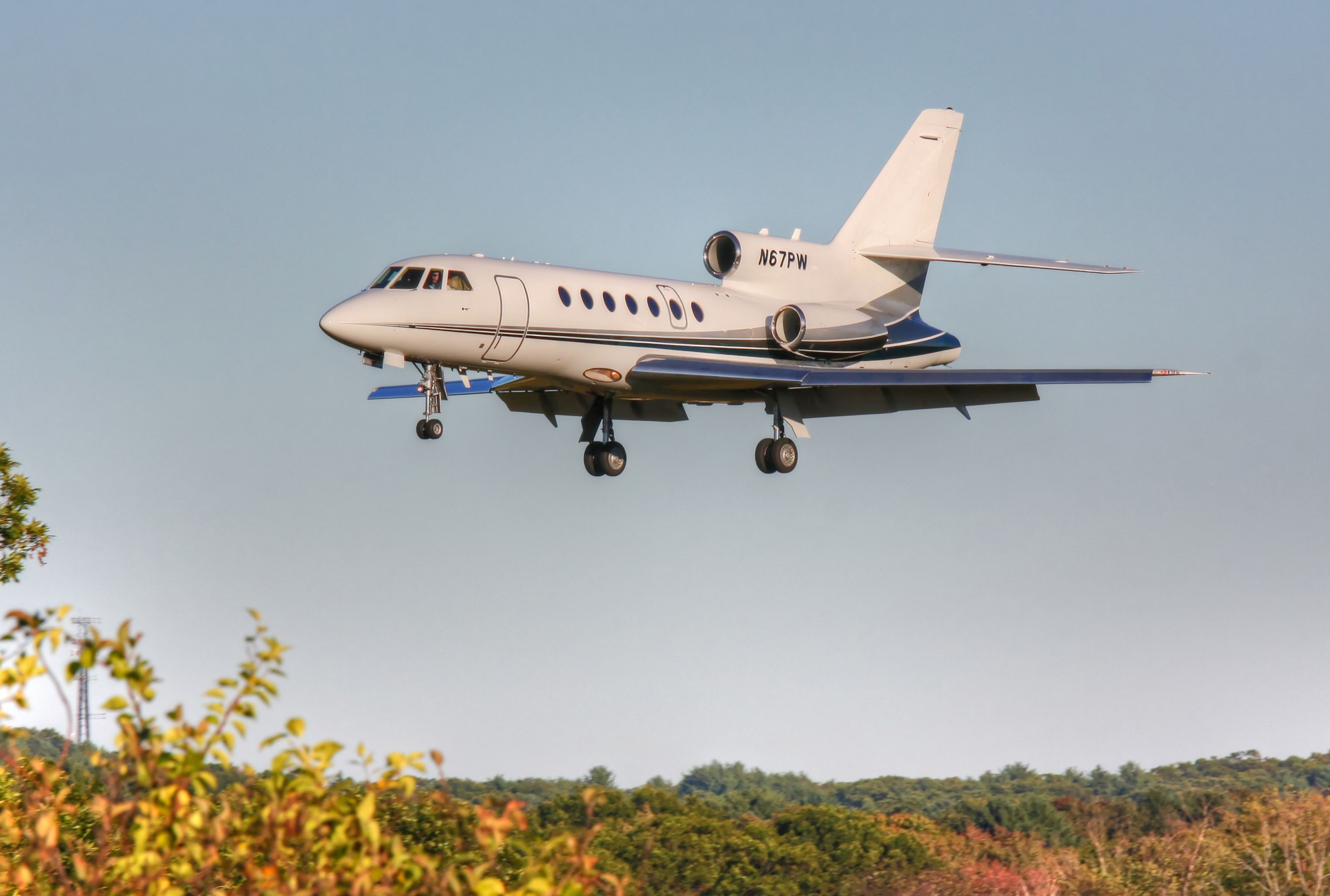 A Dassault Falcon 50 about to land.