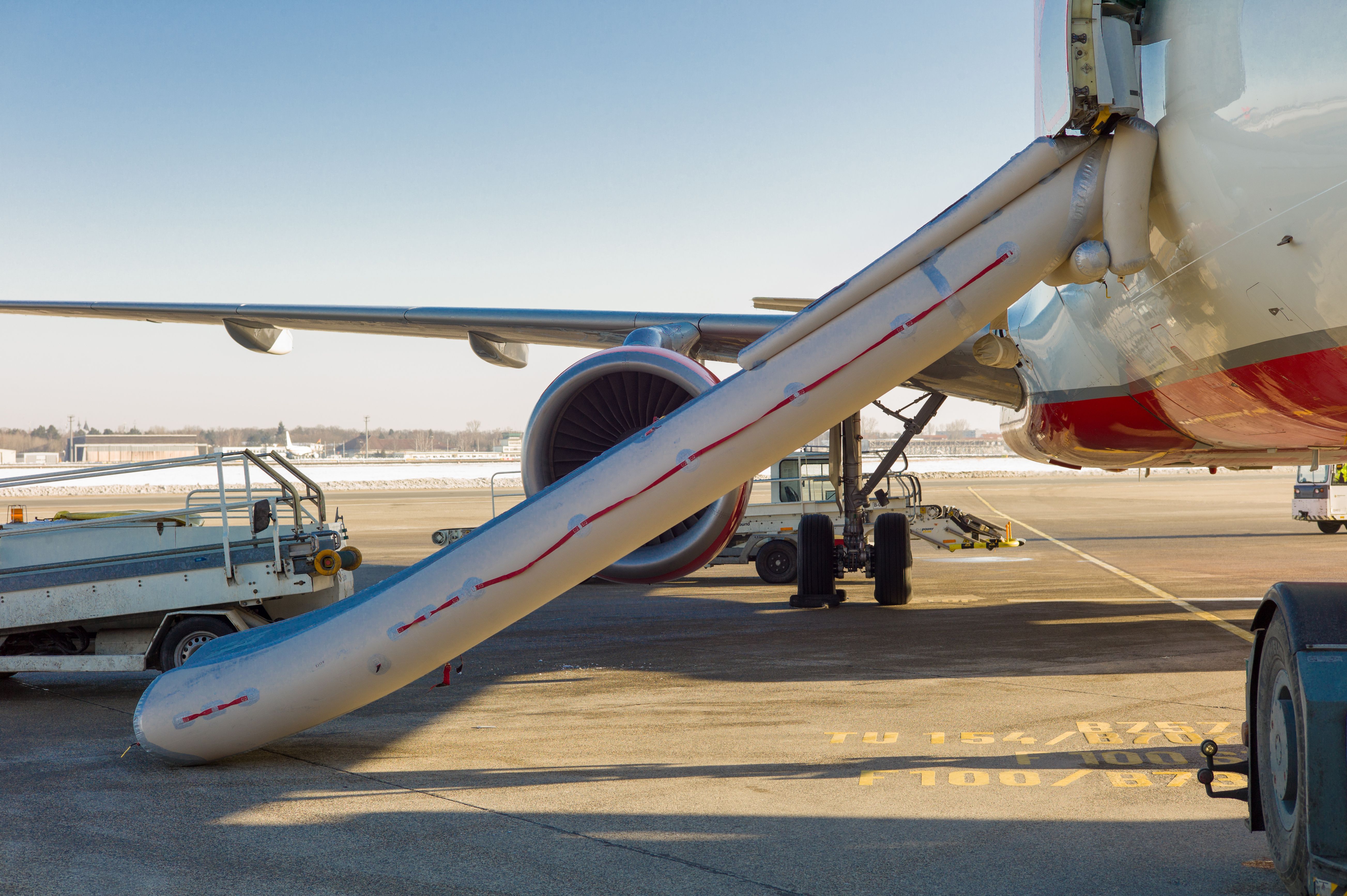 An Airbus with its R1 slide blown.