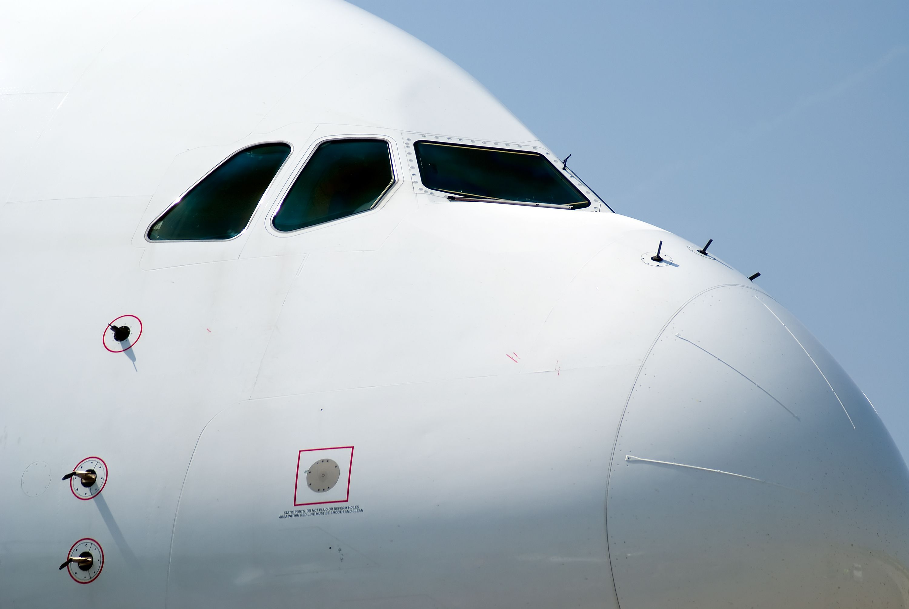 A closeup of an Airbus A380 cockpit.