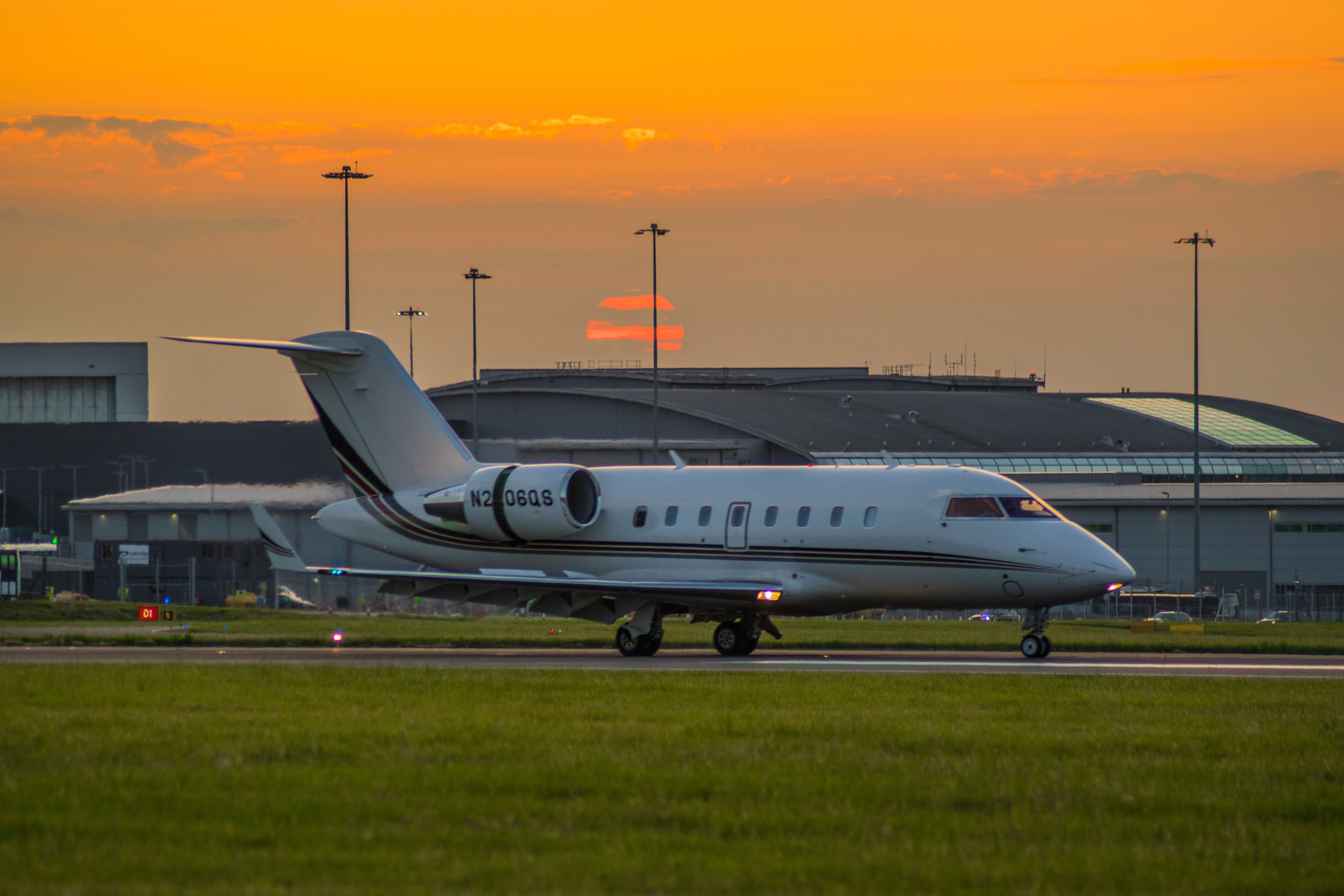 A Private Jet On The Runway At London Luton Airport.