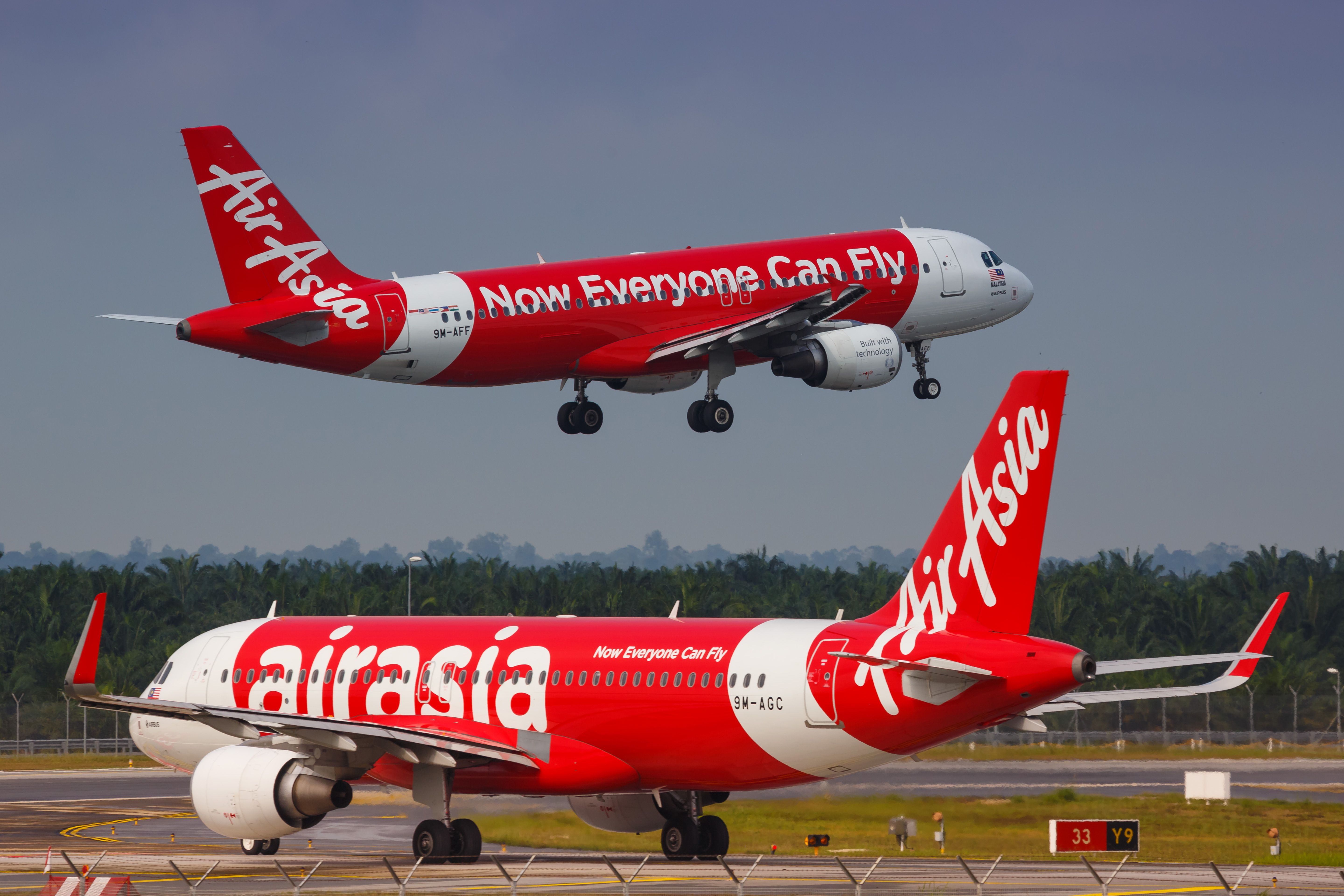 Air Asia Airbus A320 at Kuala Lumpur airport (KUL) in Malaysia