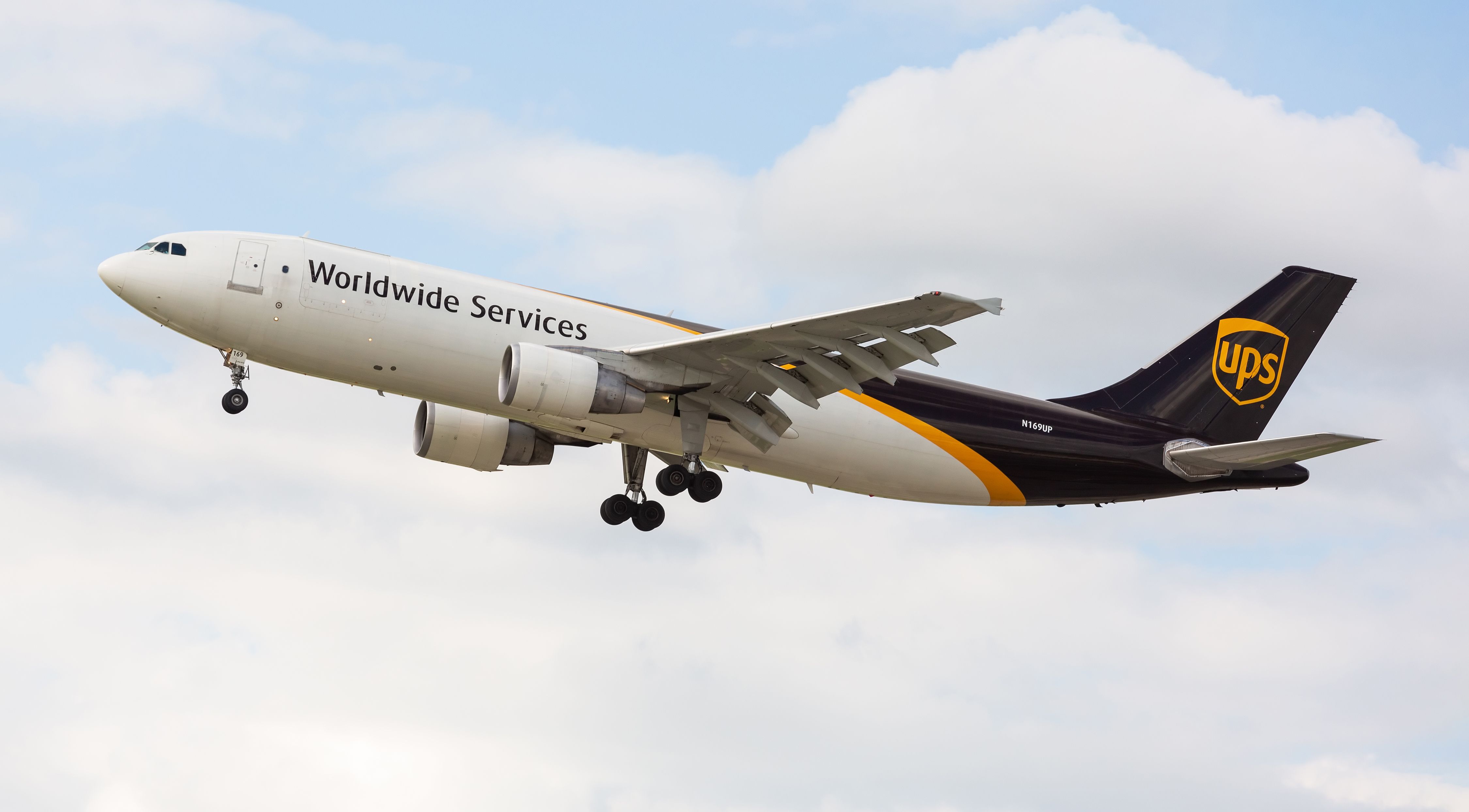 A UPS Airbus A300 about to land.