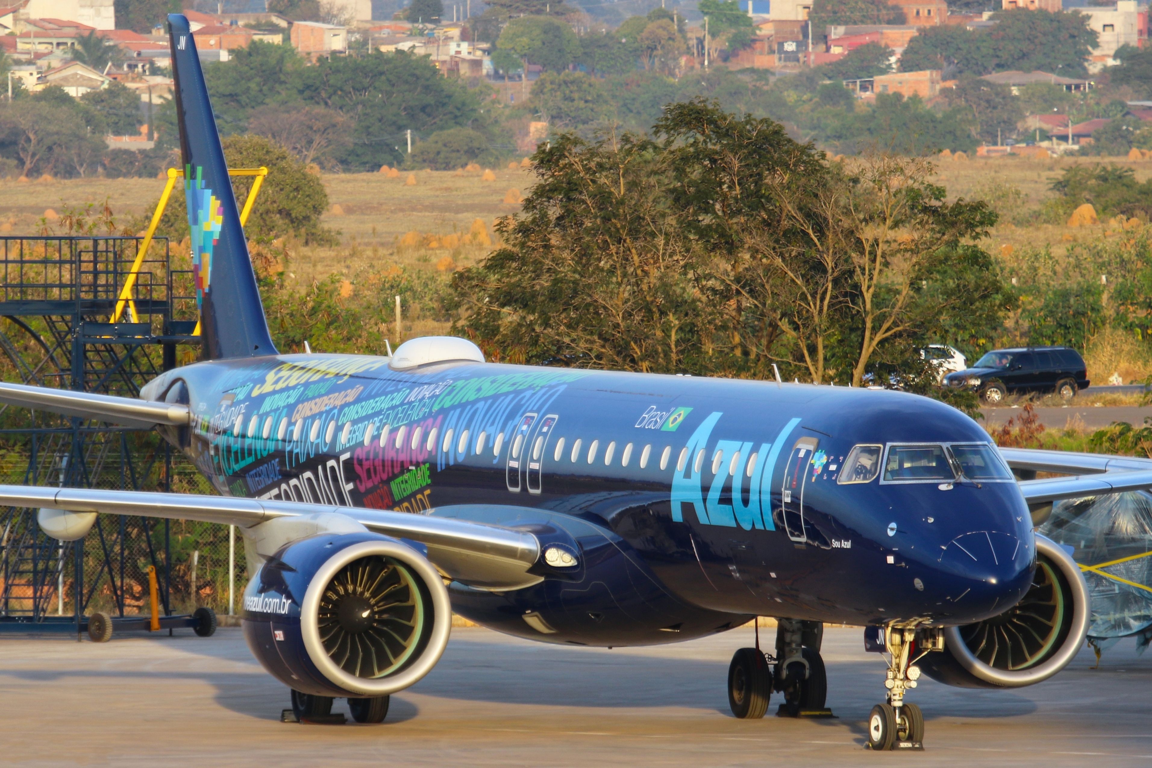 An Azul Embraer E195-E2 Parked At Campinas Airport.