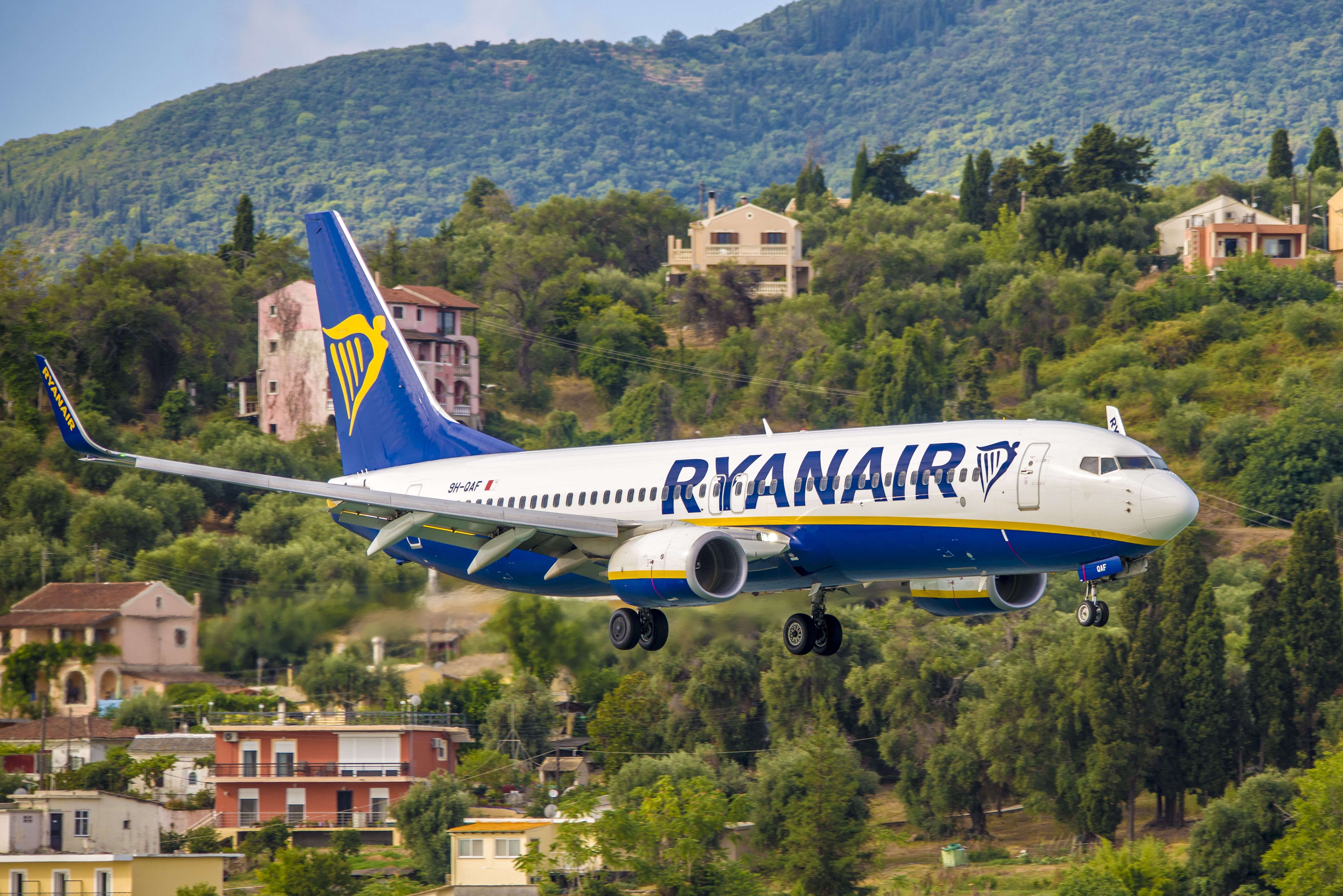 A Ryanair Boeing 737 about to land.