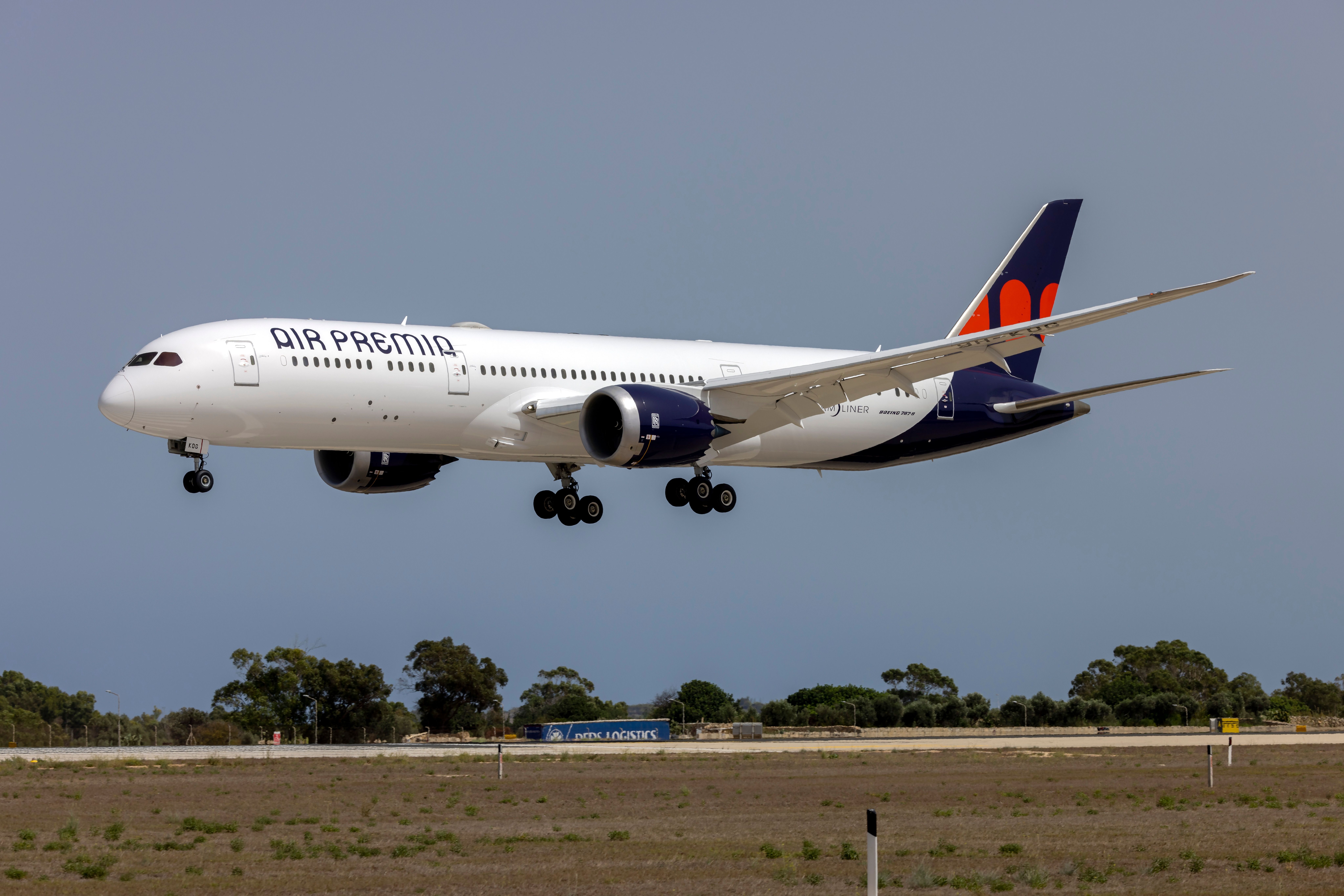 An Air Premia Boeing 787 about to land.