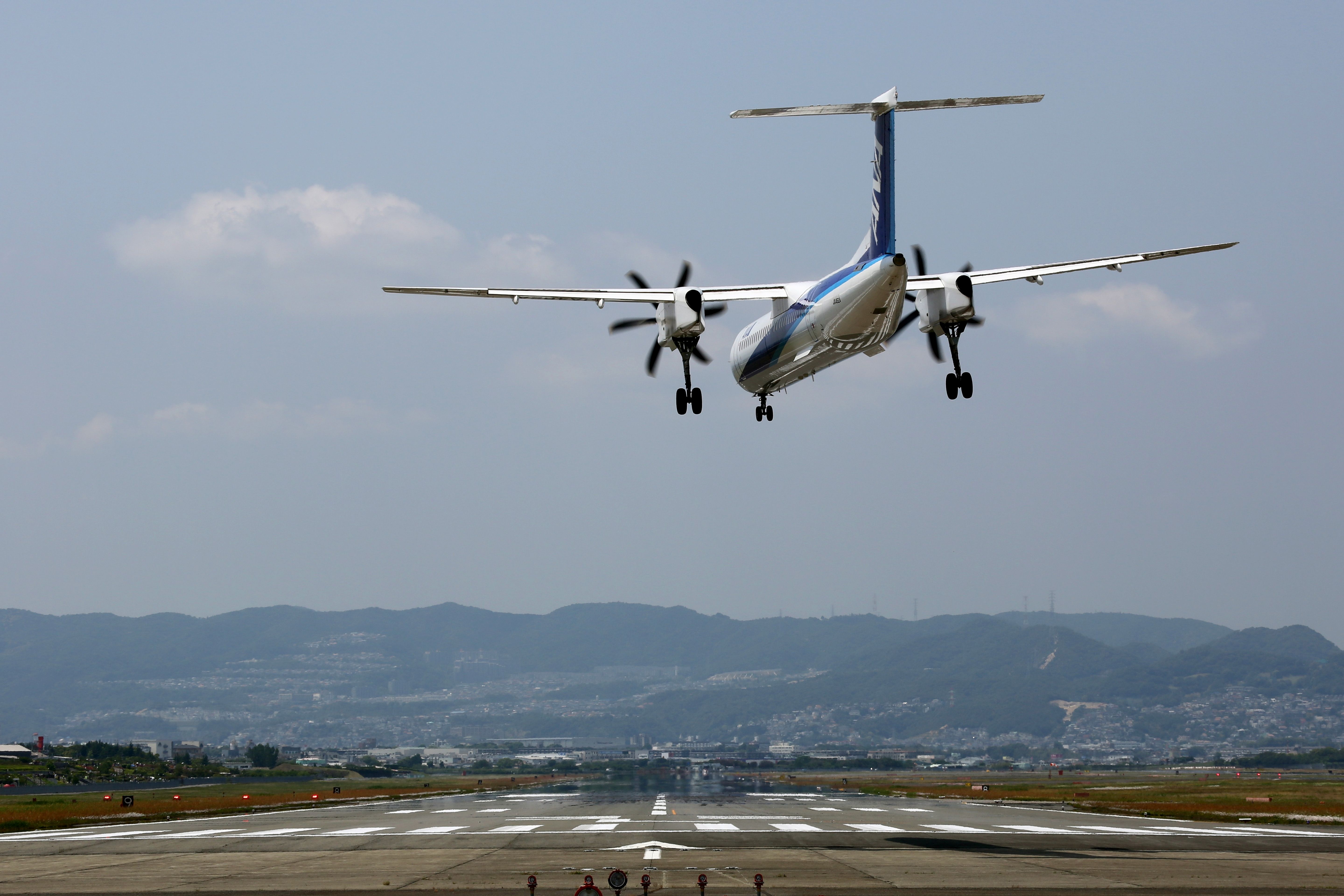 A DHC-8-400 landing in Osaka, Japan