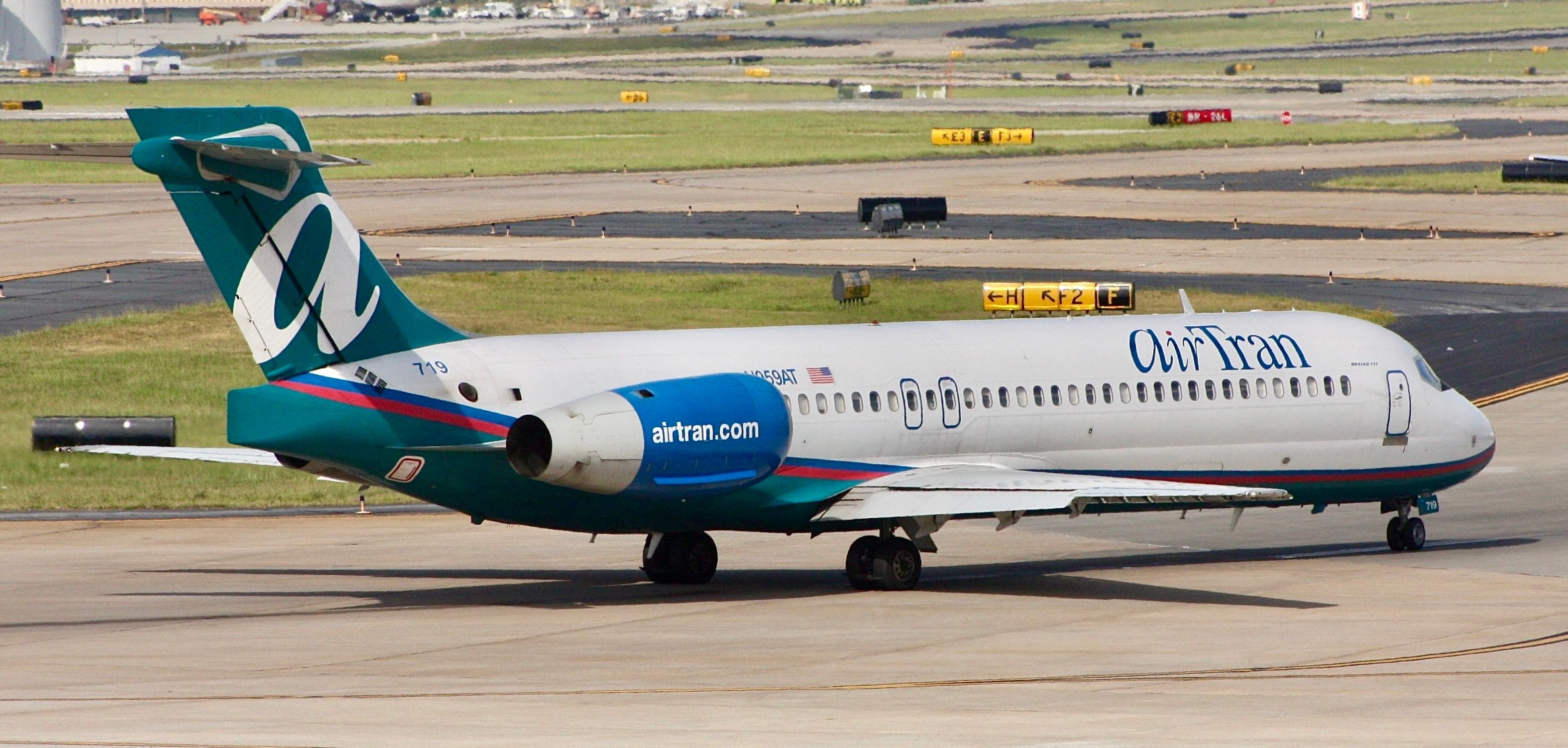 An AirTran Airways Boeing 717 on a taxiway.
