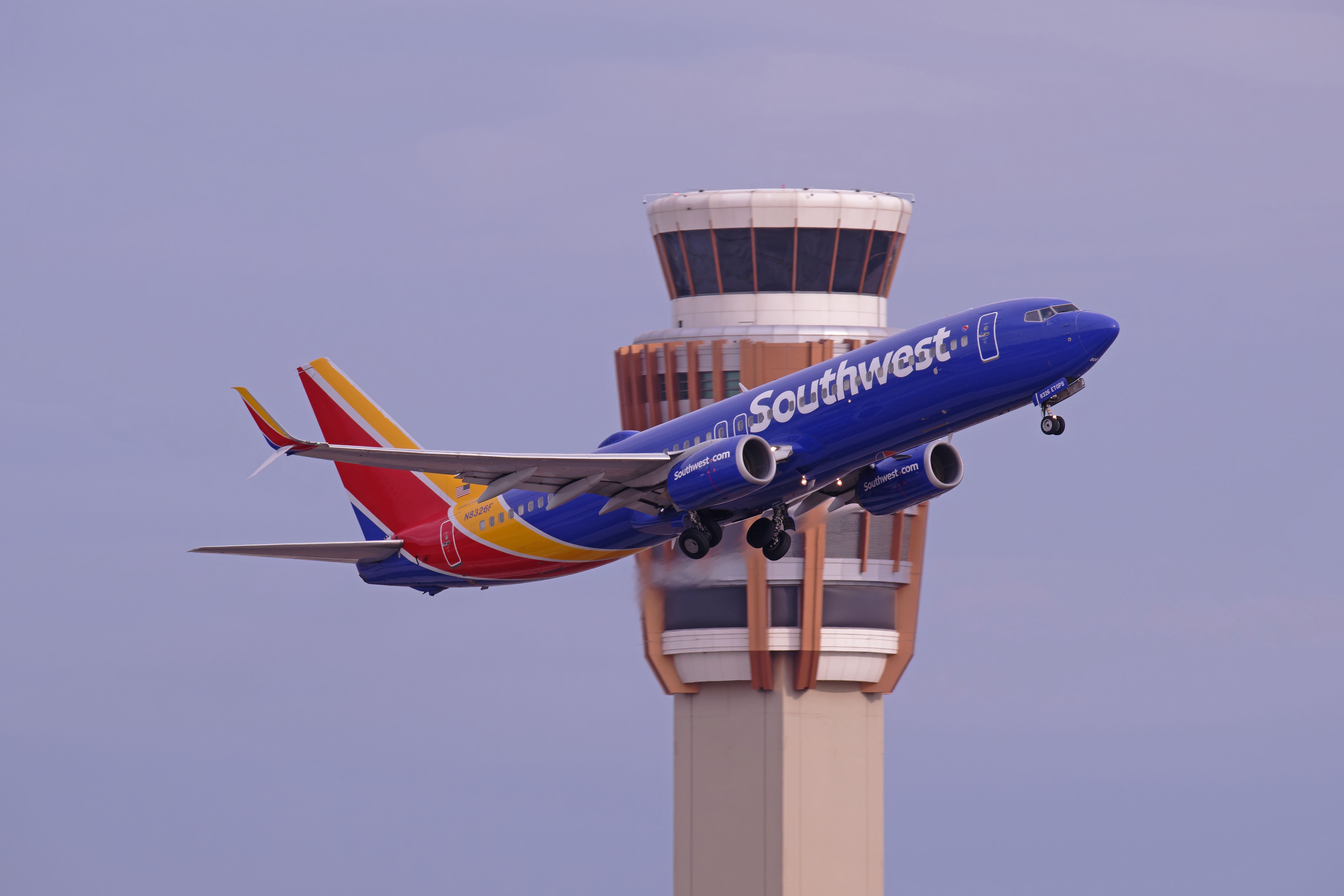 Southwest Airlines Boeing 737-8H4 N8326F departing Runway 7L at Phoenix Sky Harbor International Airport.
