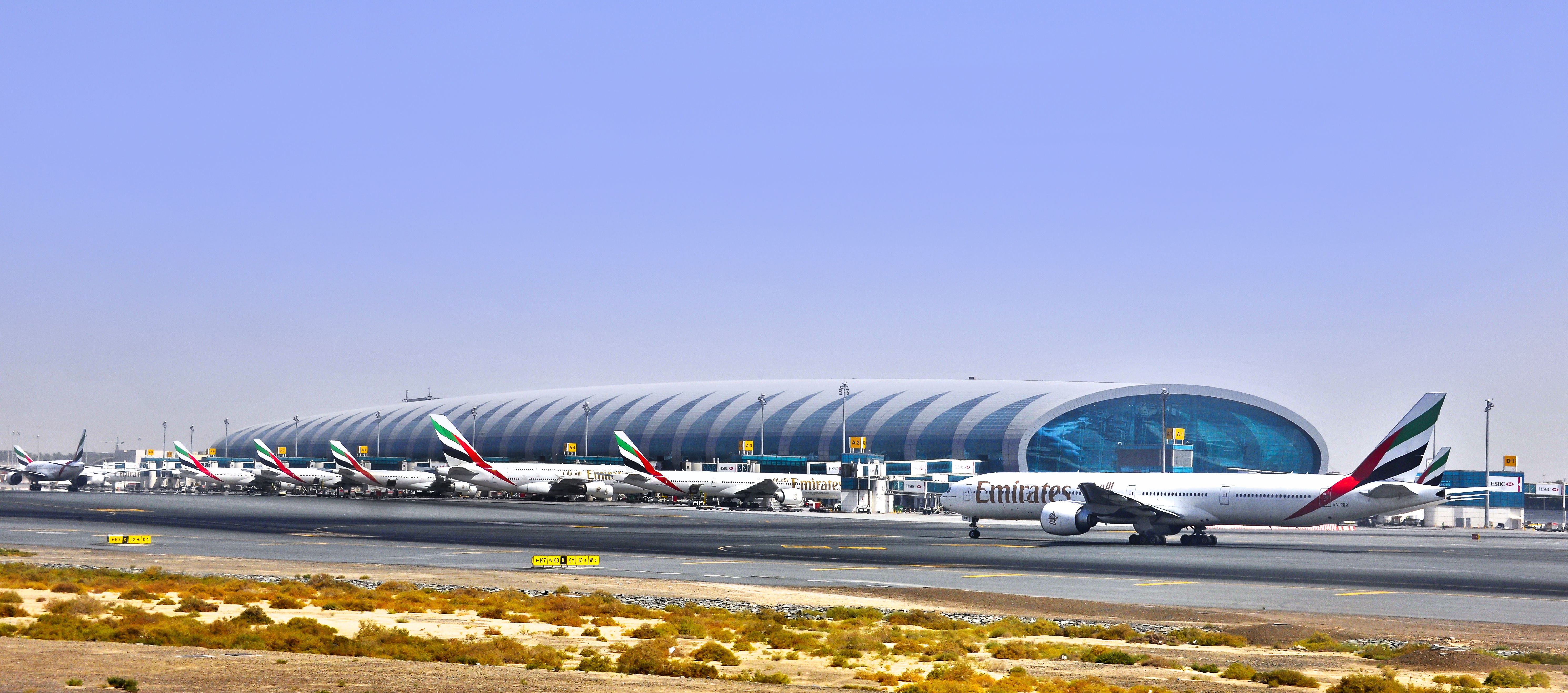 A panoramic view of Dubai International Airport.