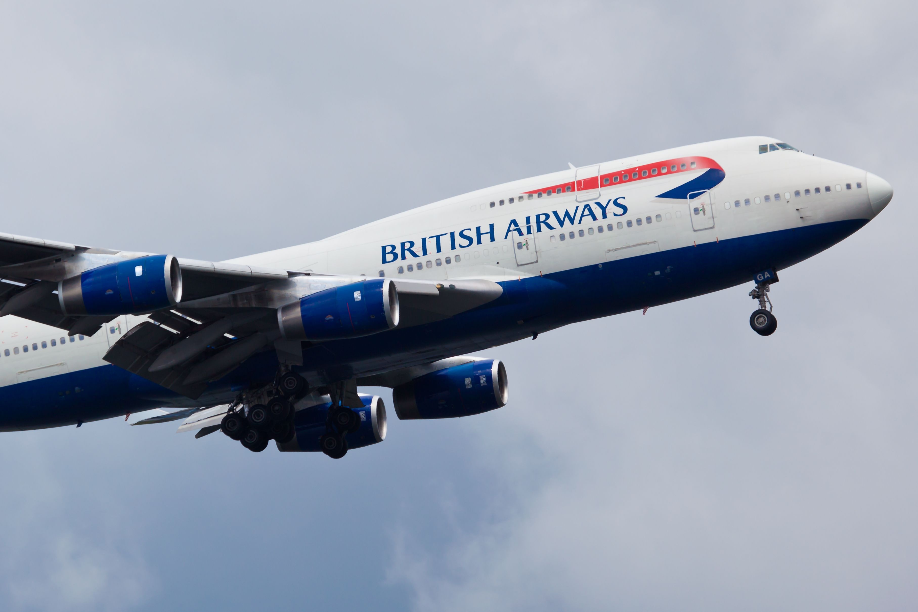 A British Airways Boeing 747 flying in the sky.