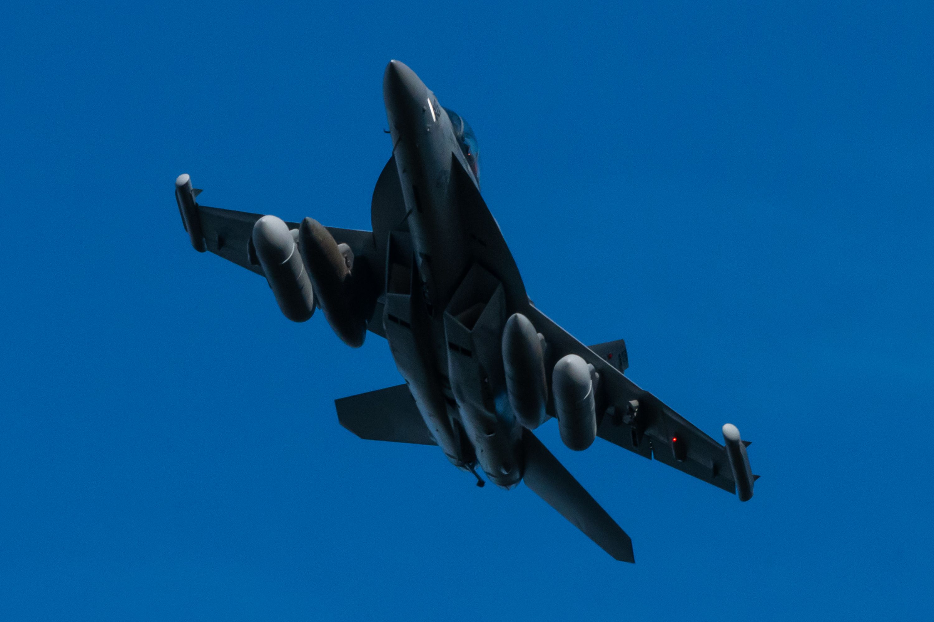 An EA-18G Growler flying in the sky.