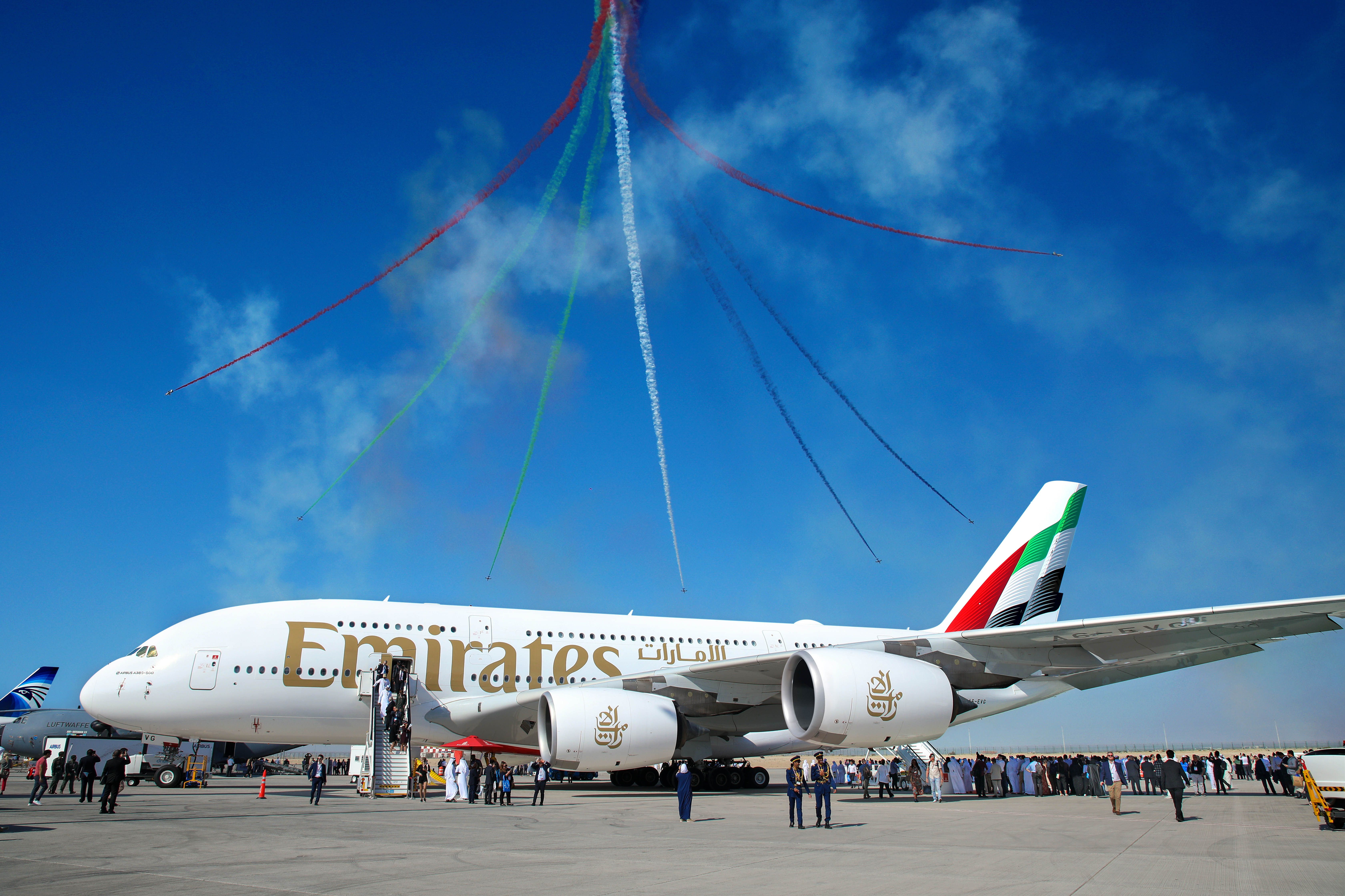 Emirates Airbus A380 Parked During Dubai Airshow Display
