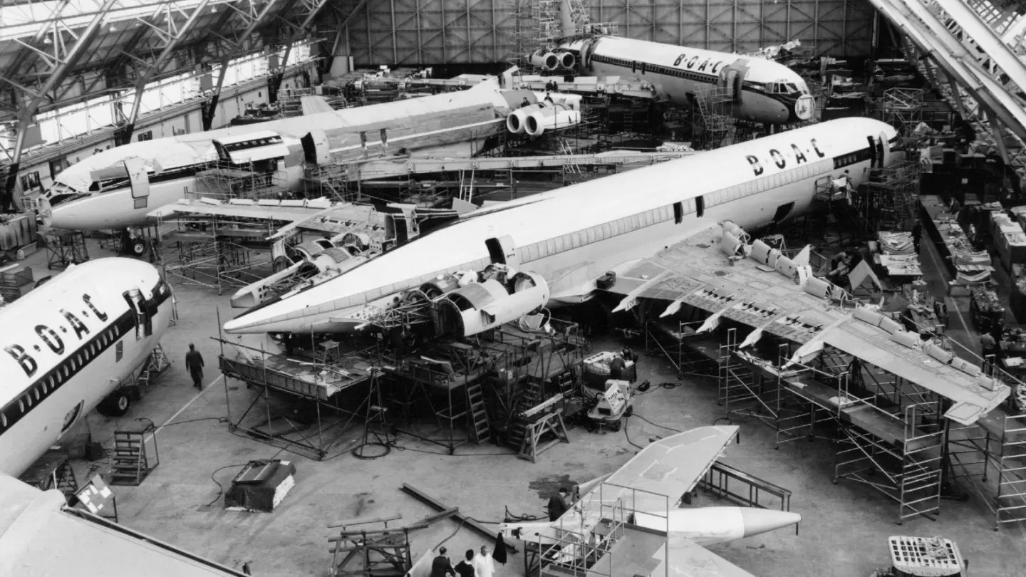 BOAC VC10 being built at Brooklands in 1962