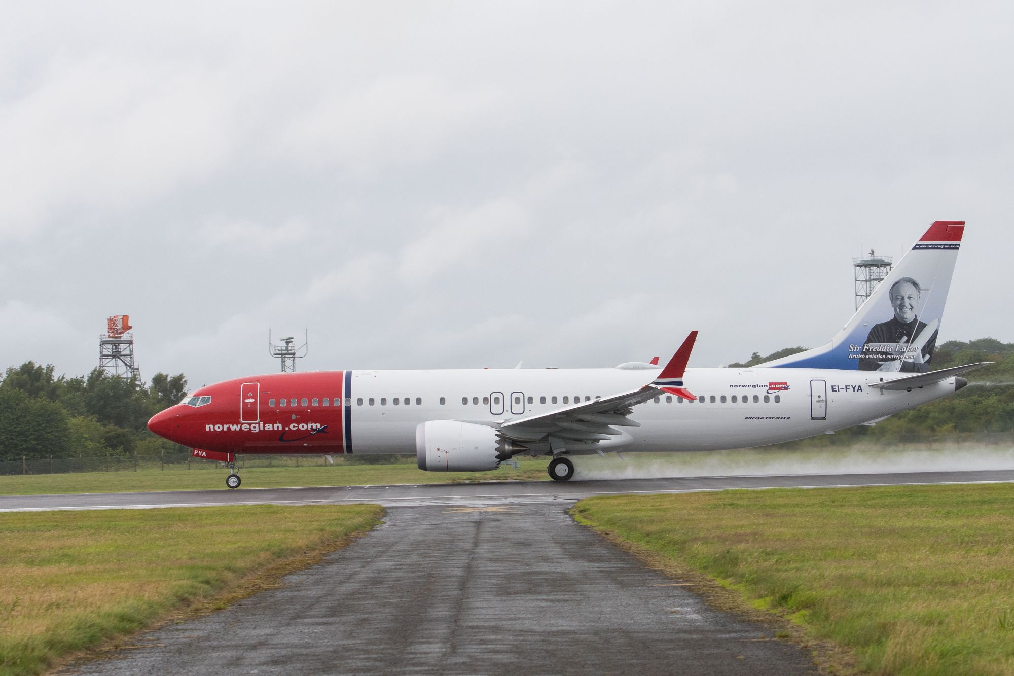 A Norwegian aircraft taking off