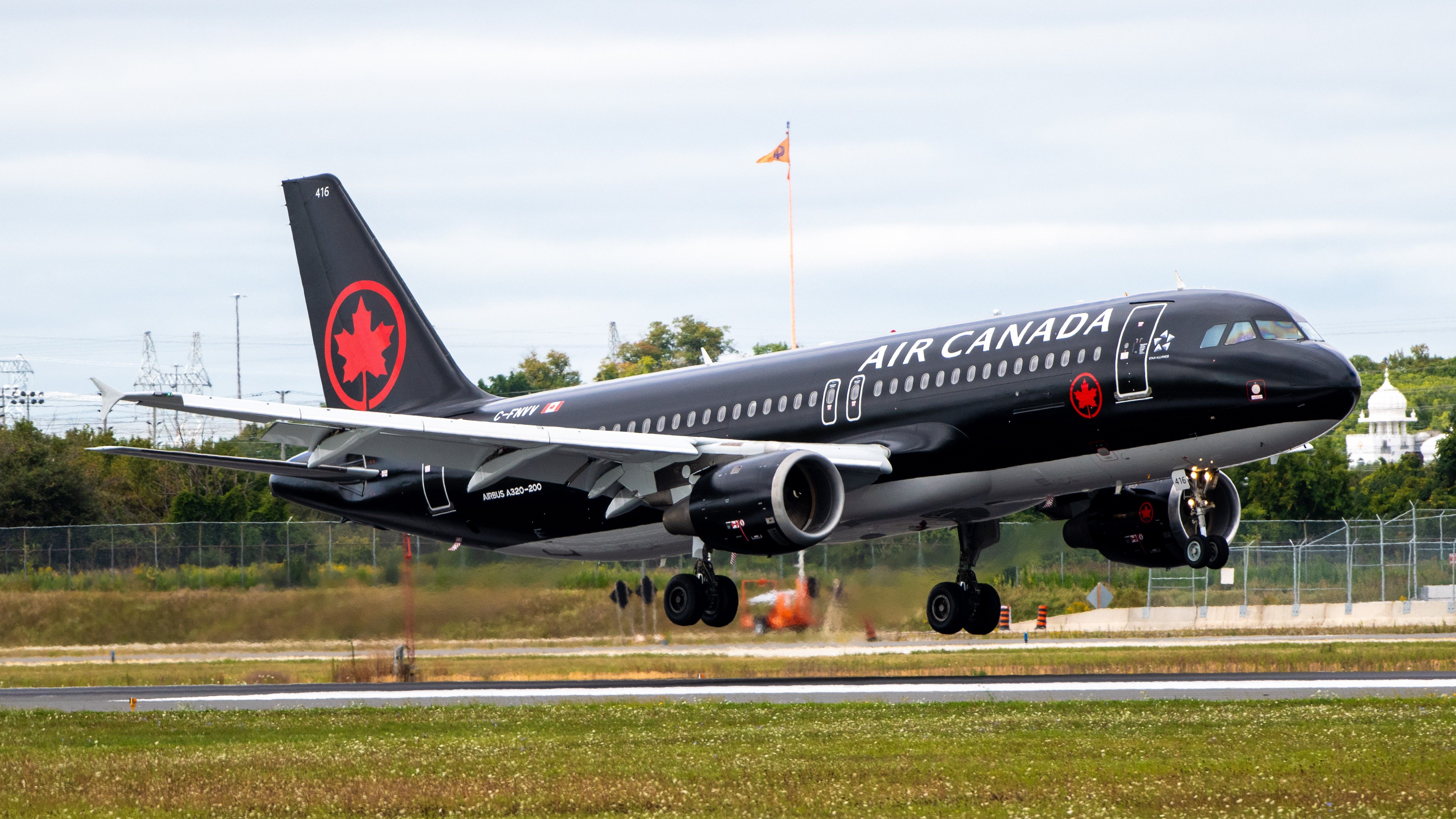 An Air Canada Jetz Airbus A320 about to land.
