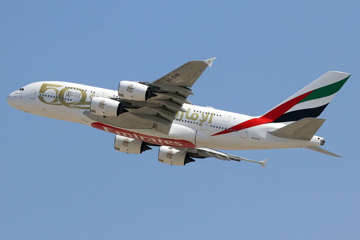 Emirates (Year of the Fiftieth Livery), A6-EVG, Airbus A380-842