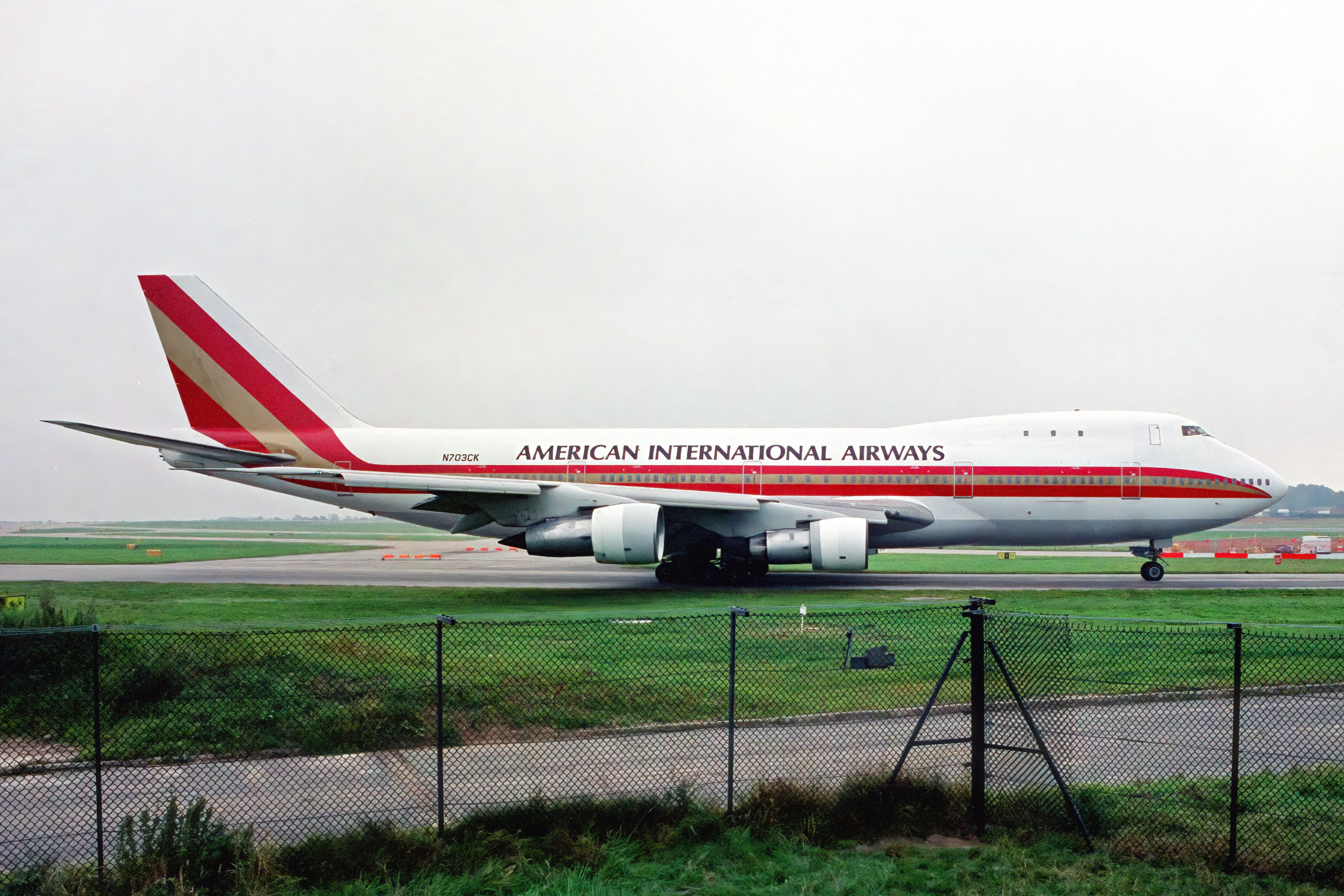 A Kalitta Boeing 747-100 on a taxiway.