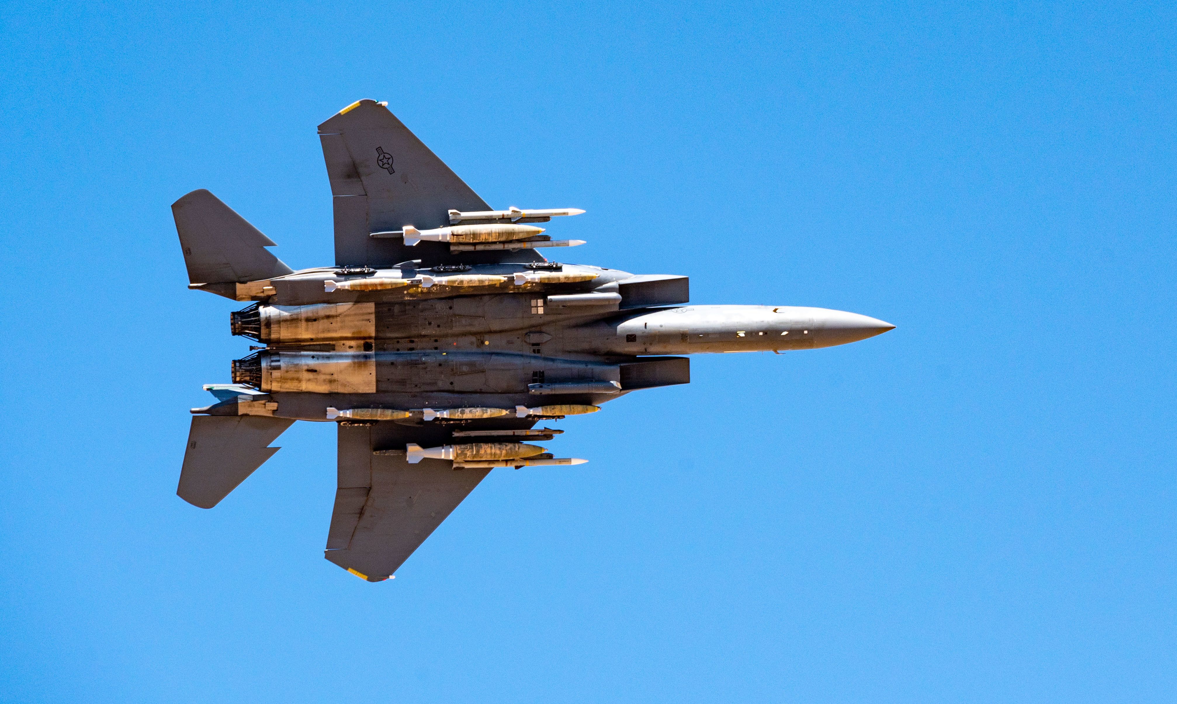 7305804 - A 332d Air Expeditionary Wing F-15E Strike Eagle conducts a sortie during a routine training exercise at an undisclosed location in Southwest Asia, July 6, 2022.