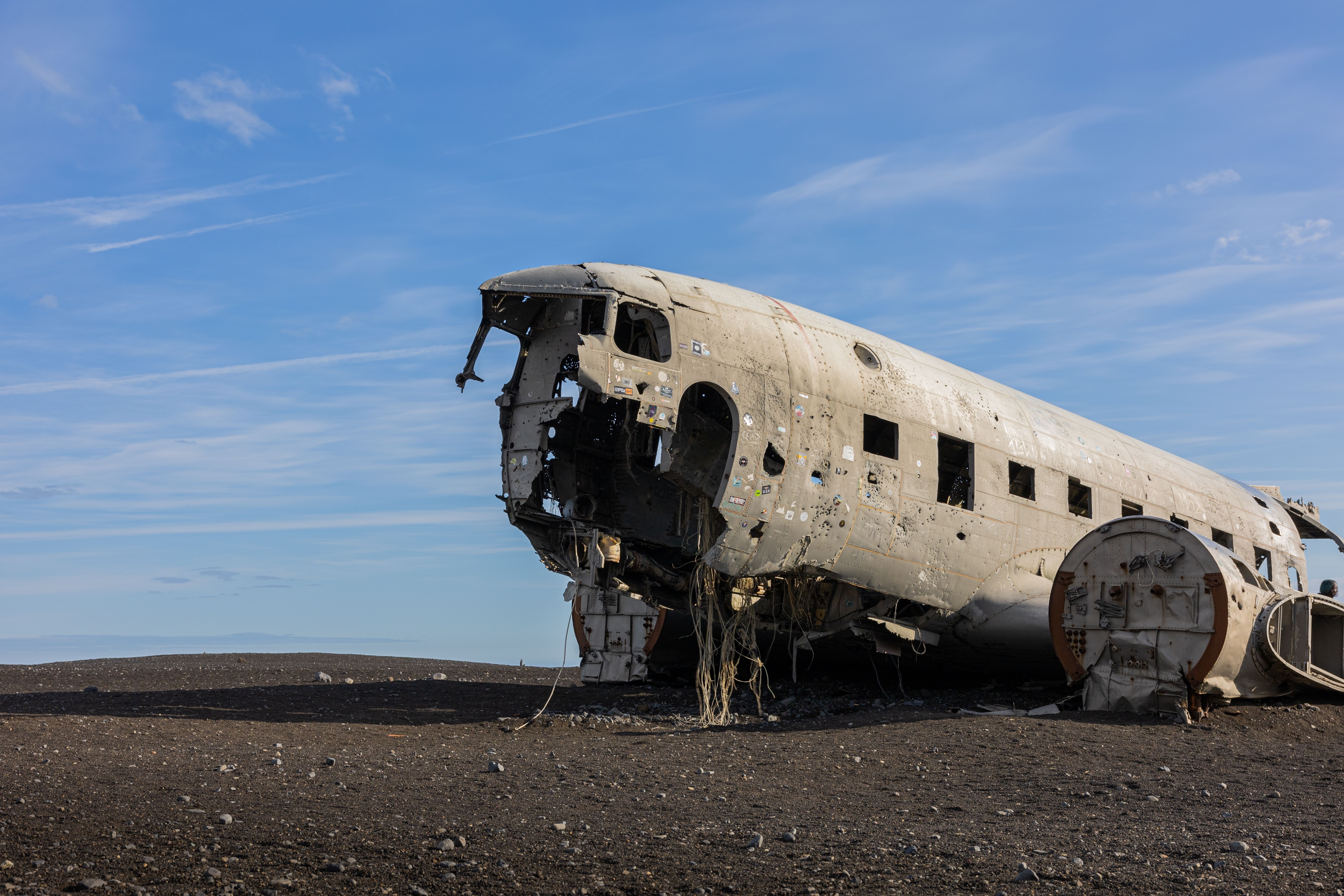 The wreckage of a Douglas DC-3 on an Icelandic beach.
