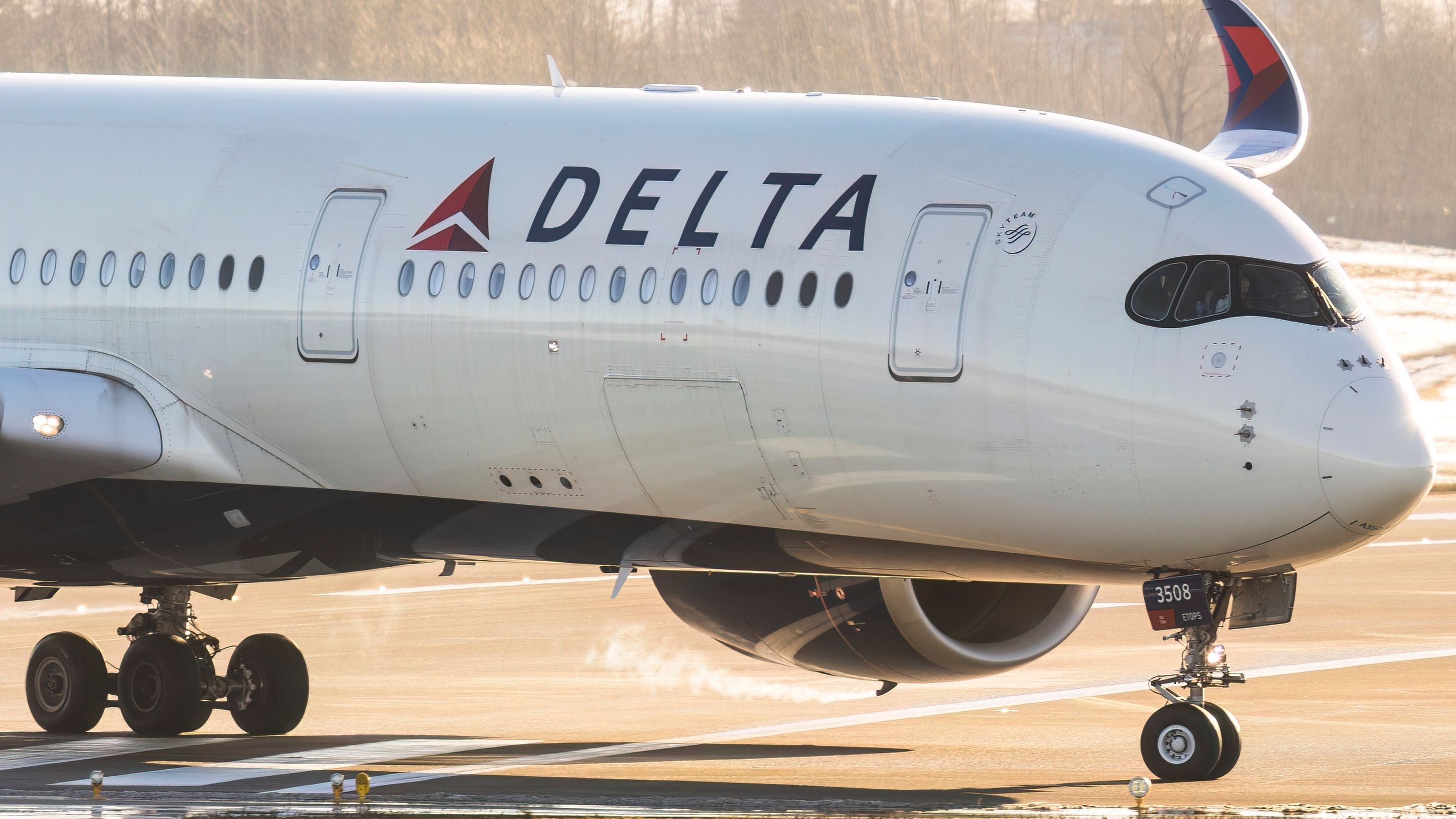 A Delta Air Lines Airbus A350-900 in Vilnius, Lithuania 