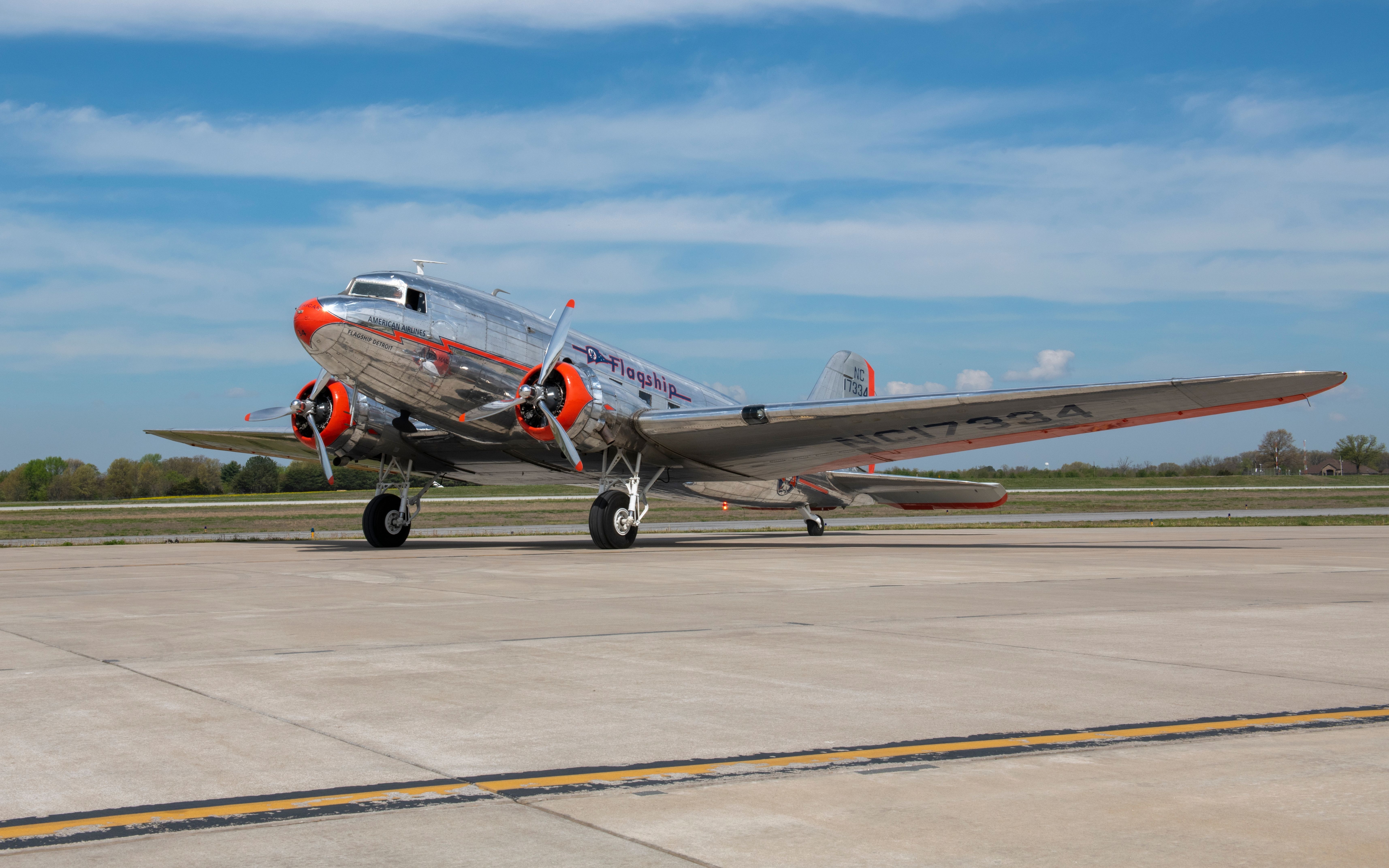 A Douglas DC-3 parked at an airfield.
