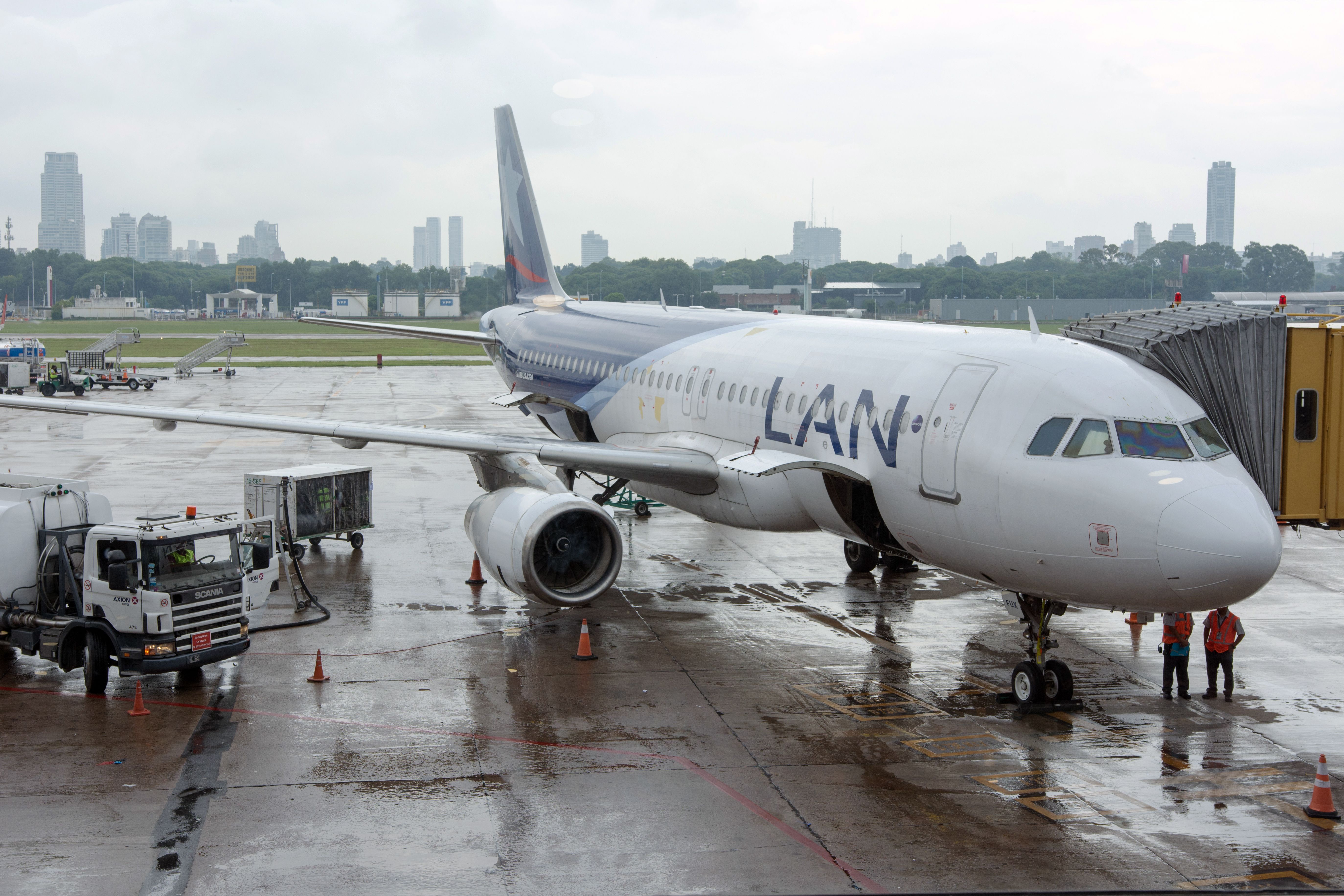 A LATAM aircraft on the airport apron.
