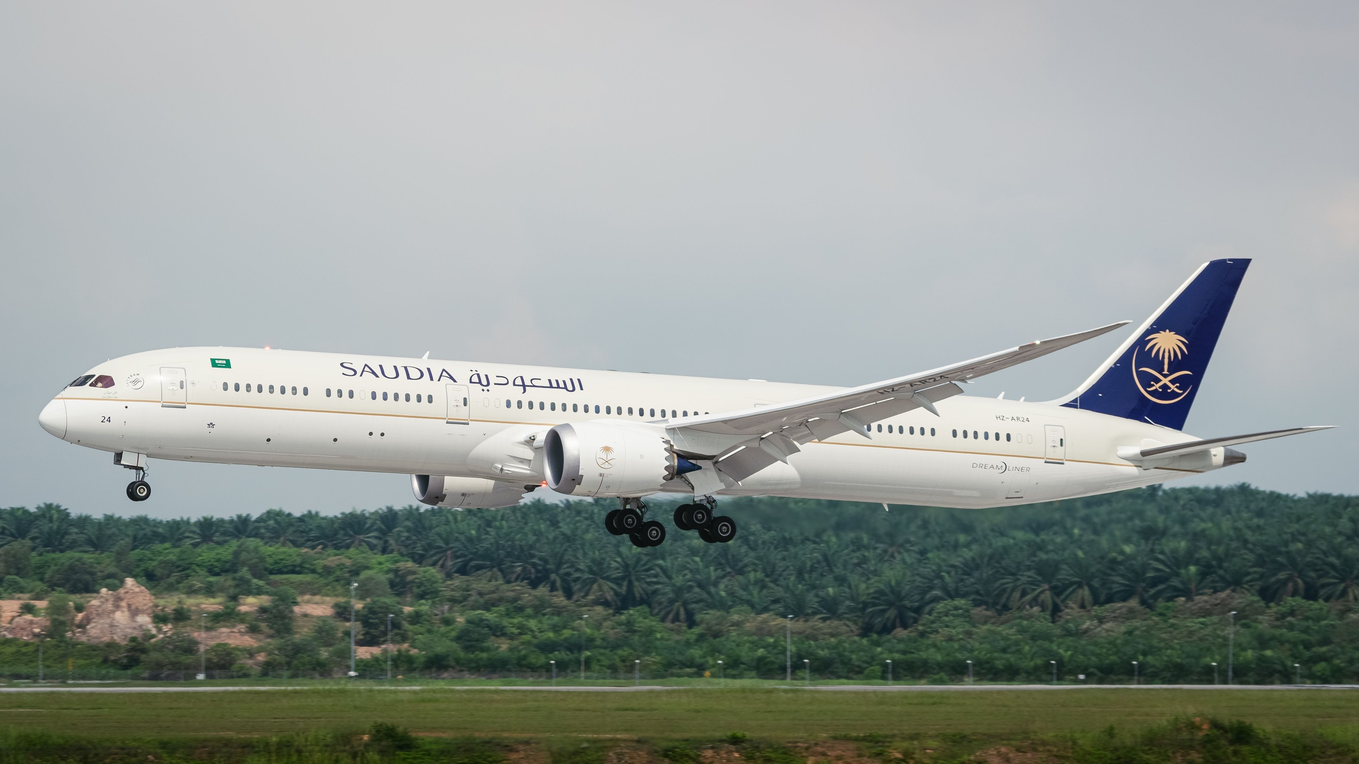 A Saudia Boeing 787-10 about to land in Kuala Lumpur.