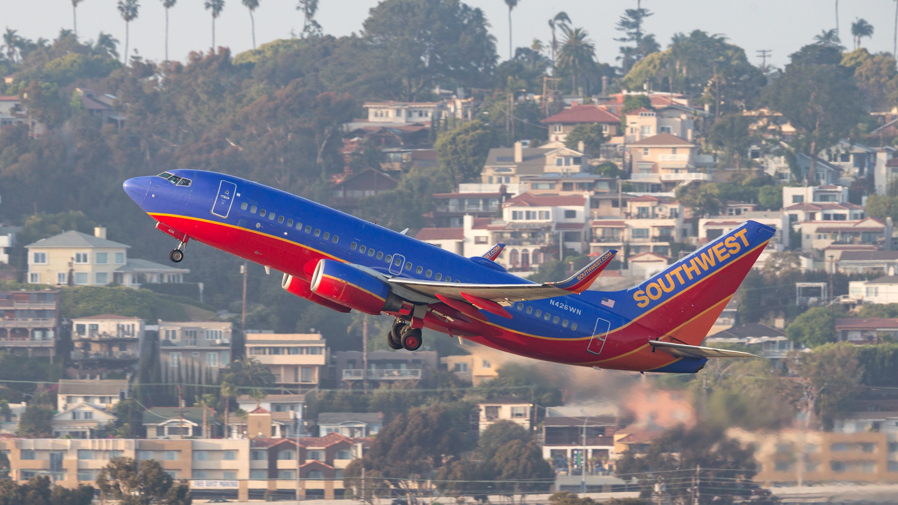 A Southwest Airlines aircraft departing from San Diego International 