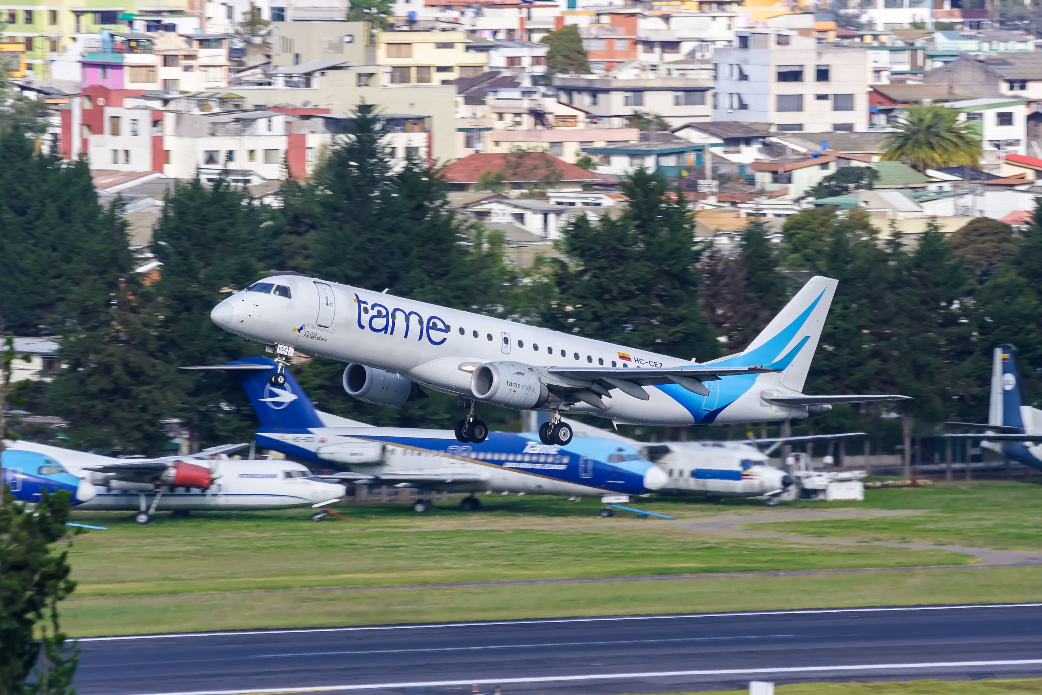 A TAME Airlines Embraer E1990 departing from Quito in Ecuador 