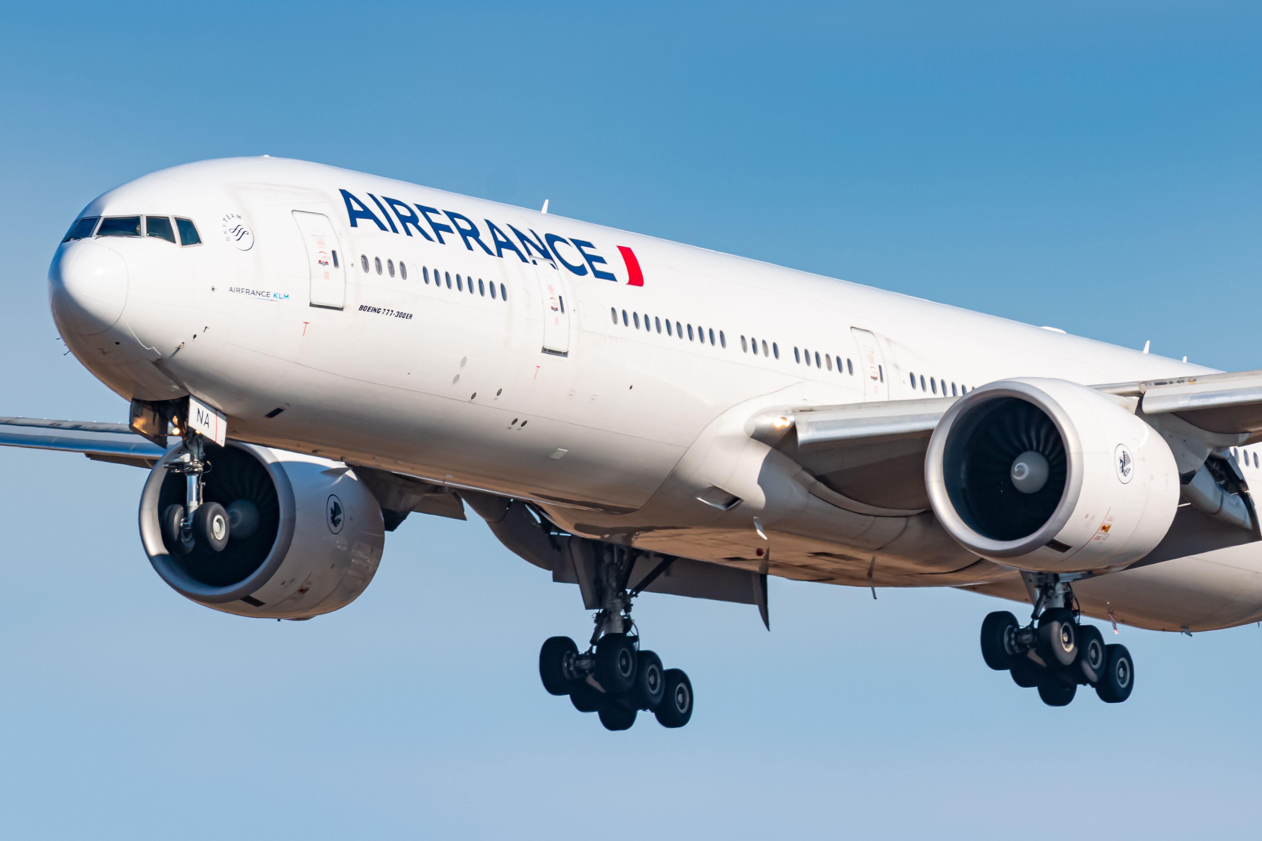 Air France Boeing 777 landing at New York John F Kennedy International Airport JFK