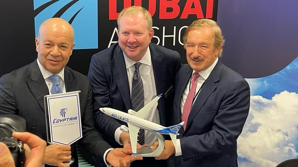 Air Lease Corporation (ALC), EgyptAir, and Boeing Commercial Airplanes (BCA) CEOs at Dubai Airshow 2023