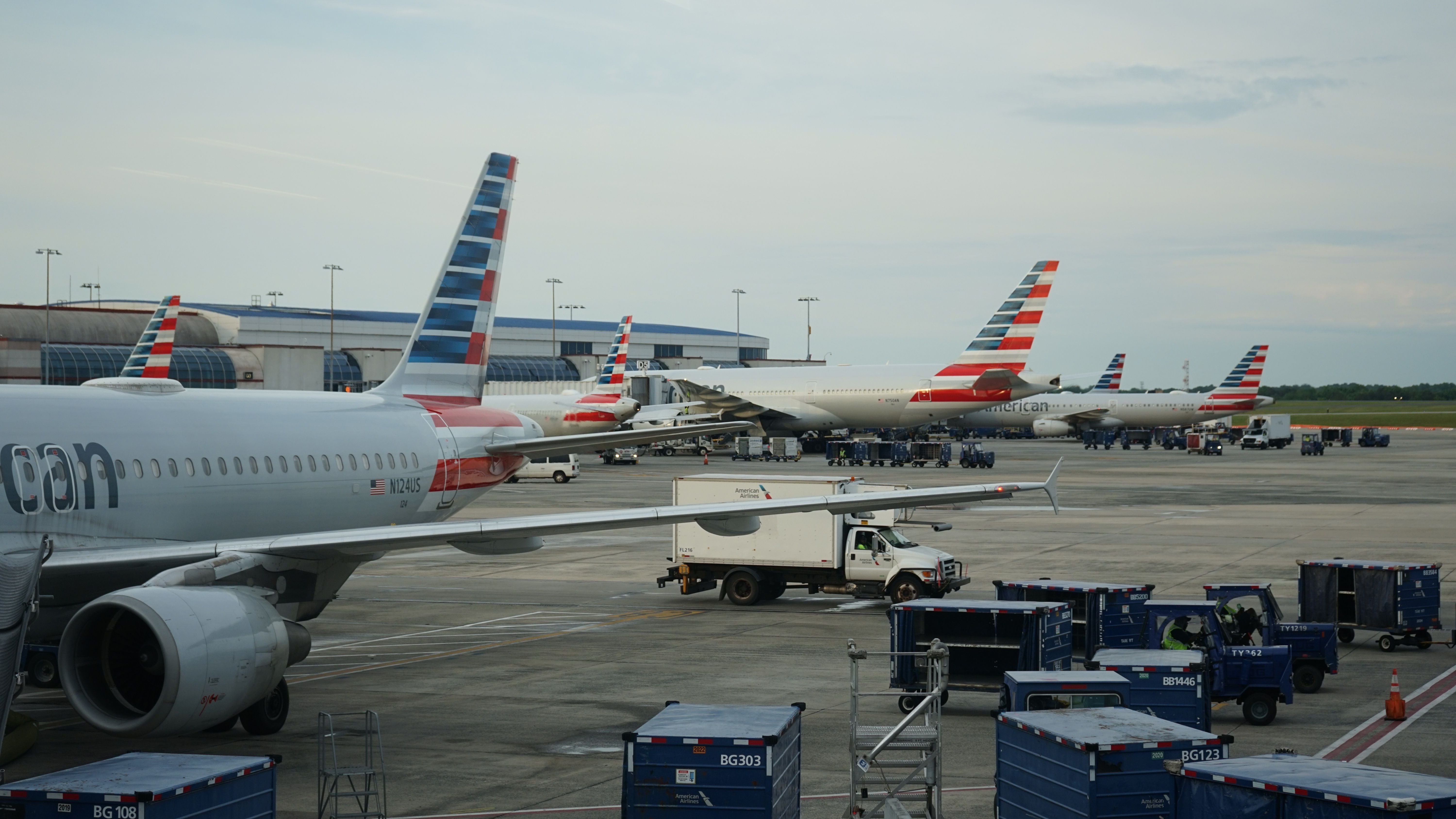 Several American Airlines aircraft at Charlotte