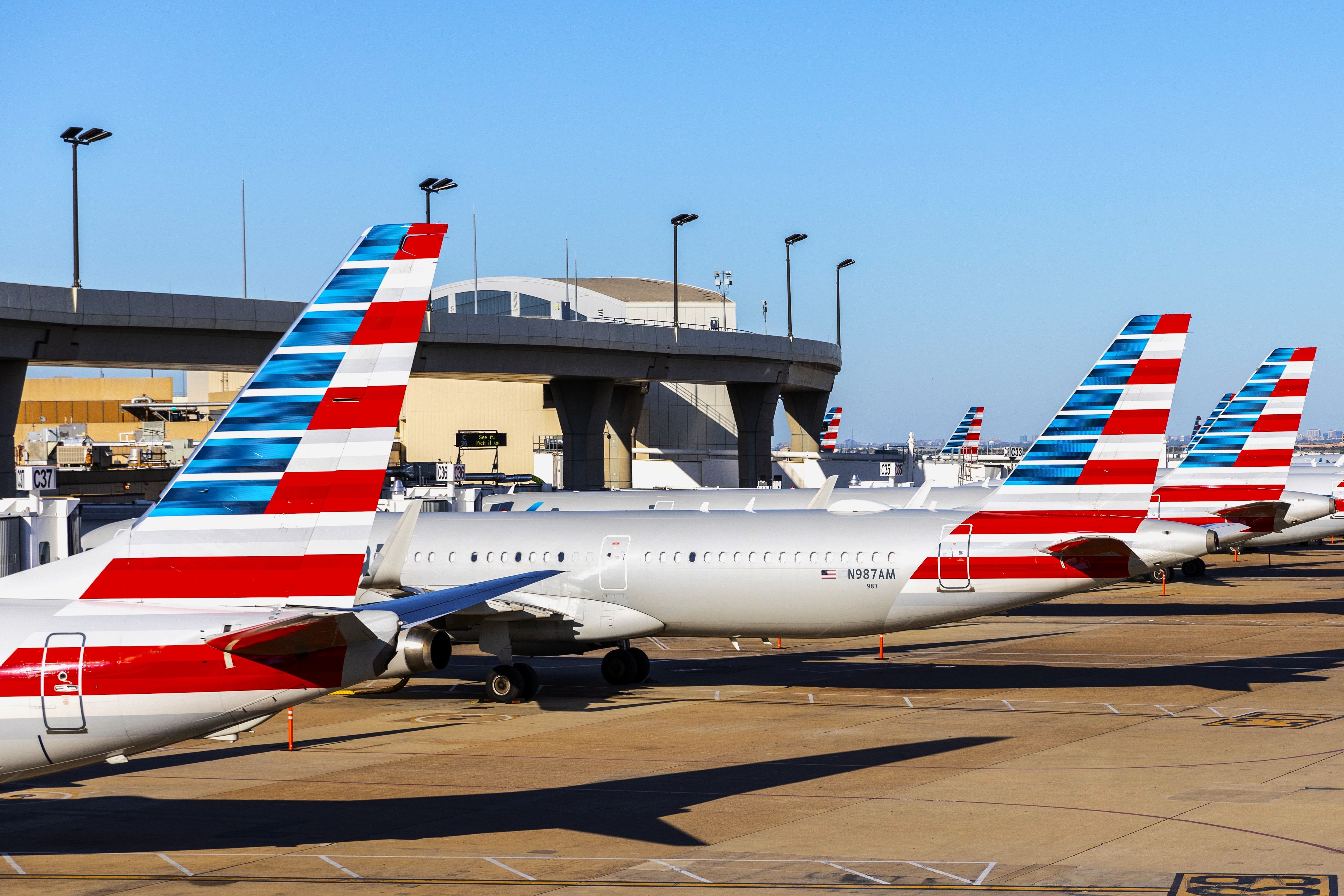 Several American Airlines Aircraft Parked at DFW