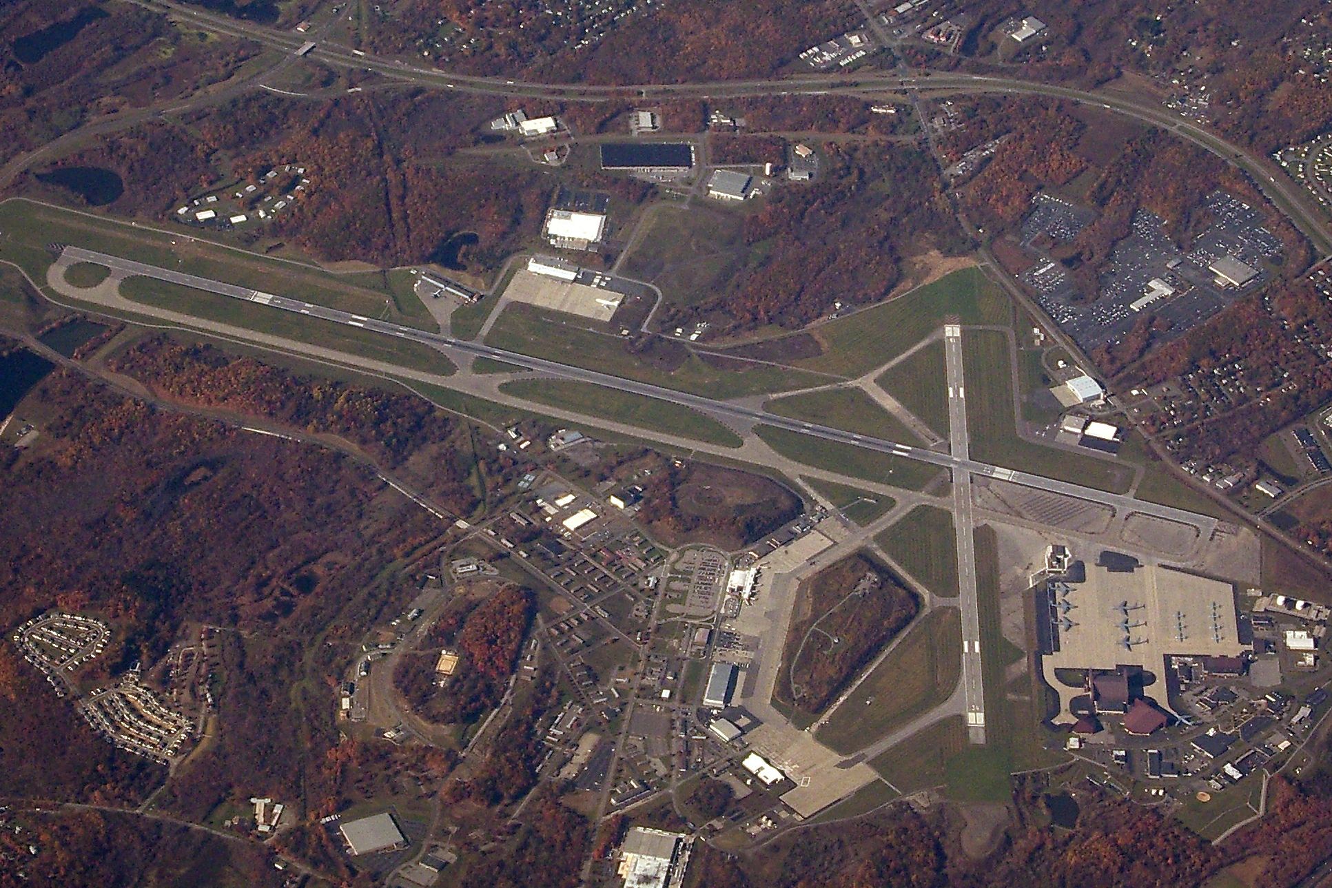 An Aerial view of New York Stewart International Airport.