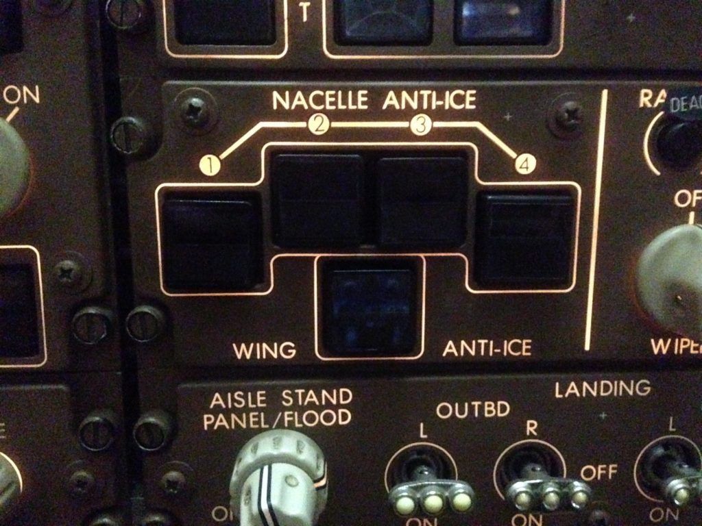 The anti-ice controls on a Boeing 747.