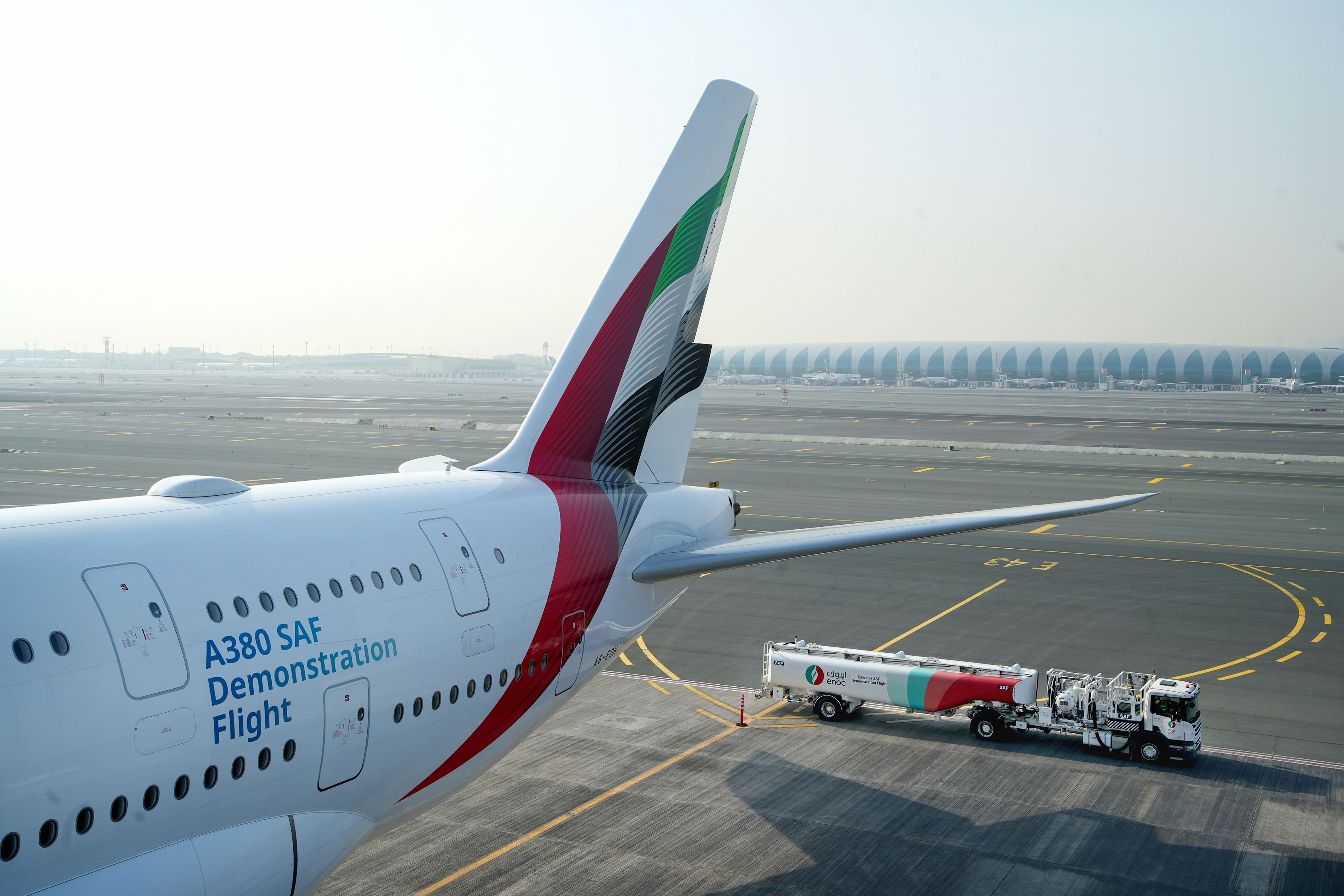 Emirates Airbus A380 and A380 SAF demonstration flight stickers