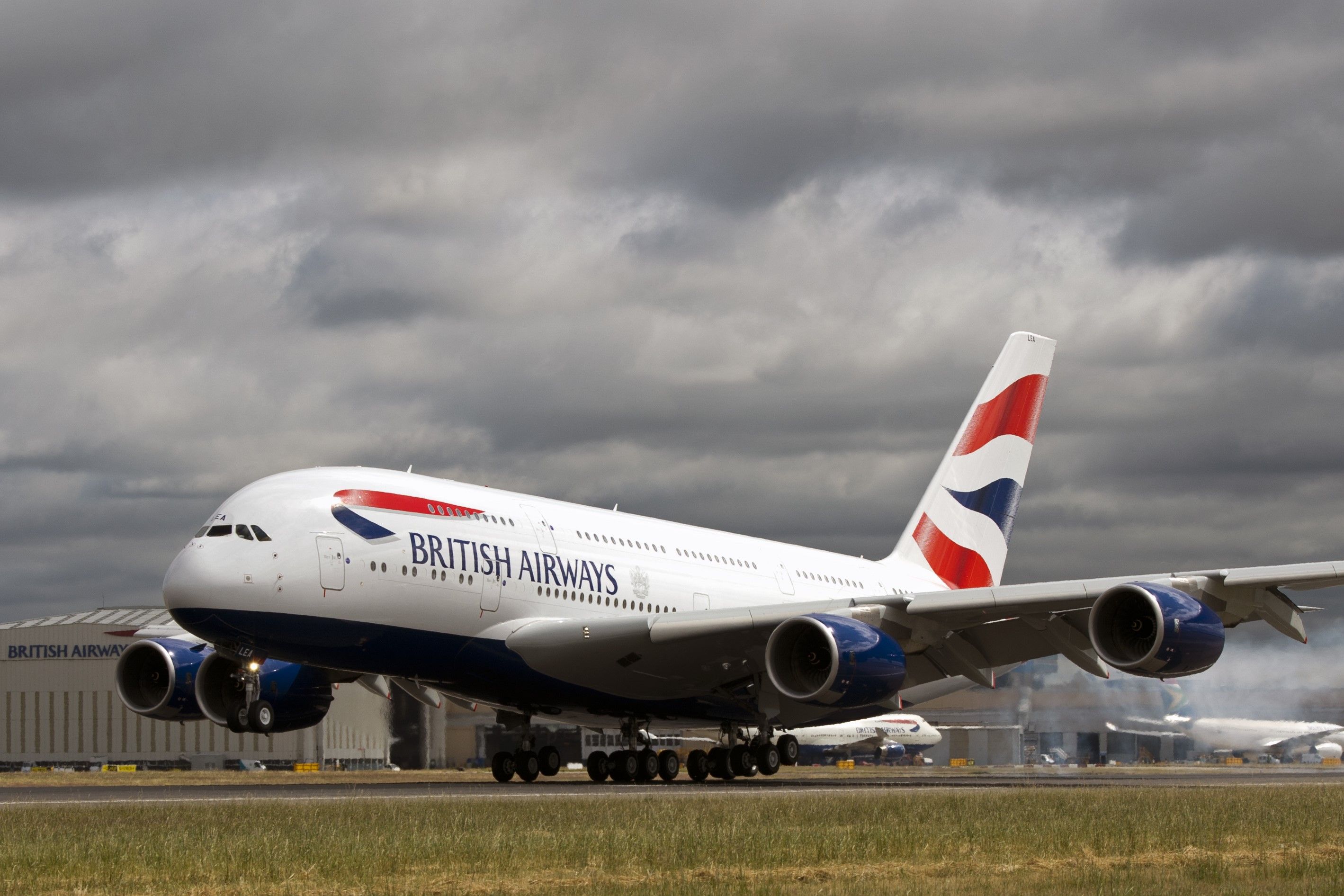 British Airways Airbus A380 Landing At London Heathrow Airport