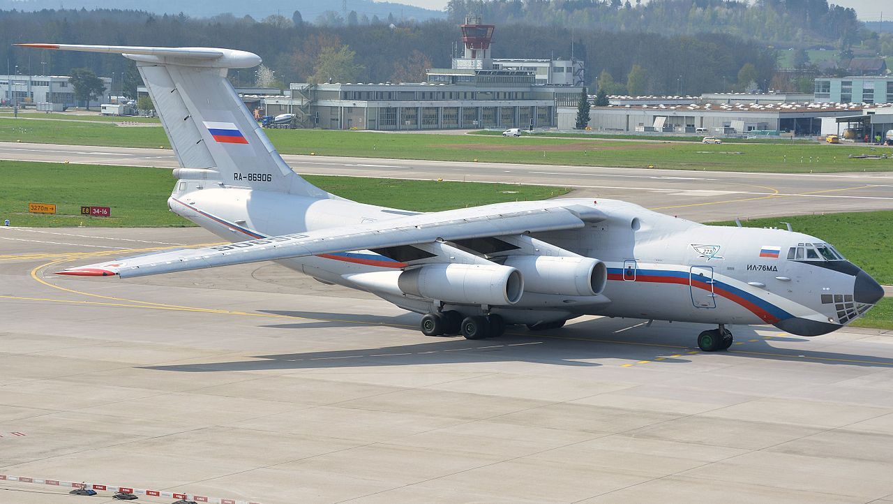 A Russian Air Force Ilyushin Il-76 on an airport apron.