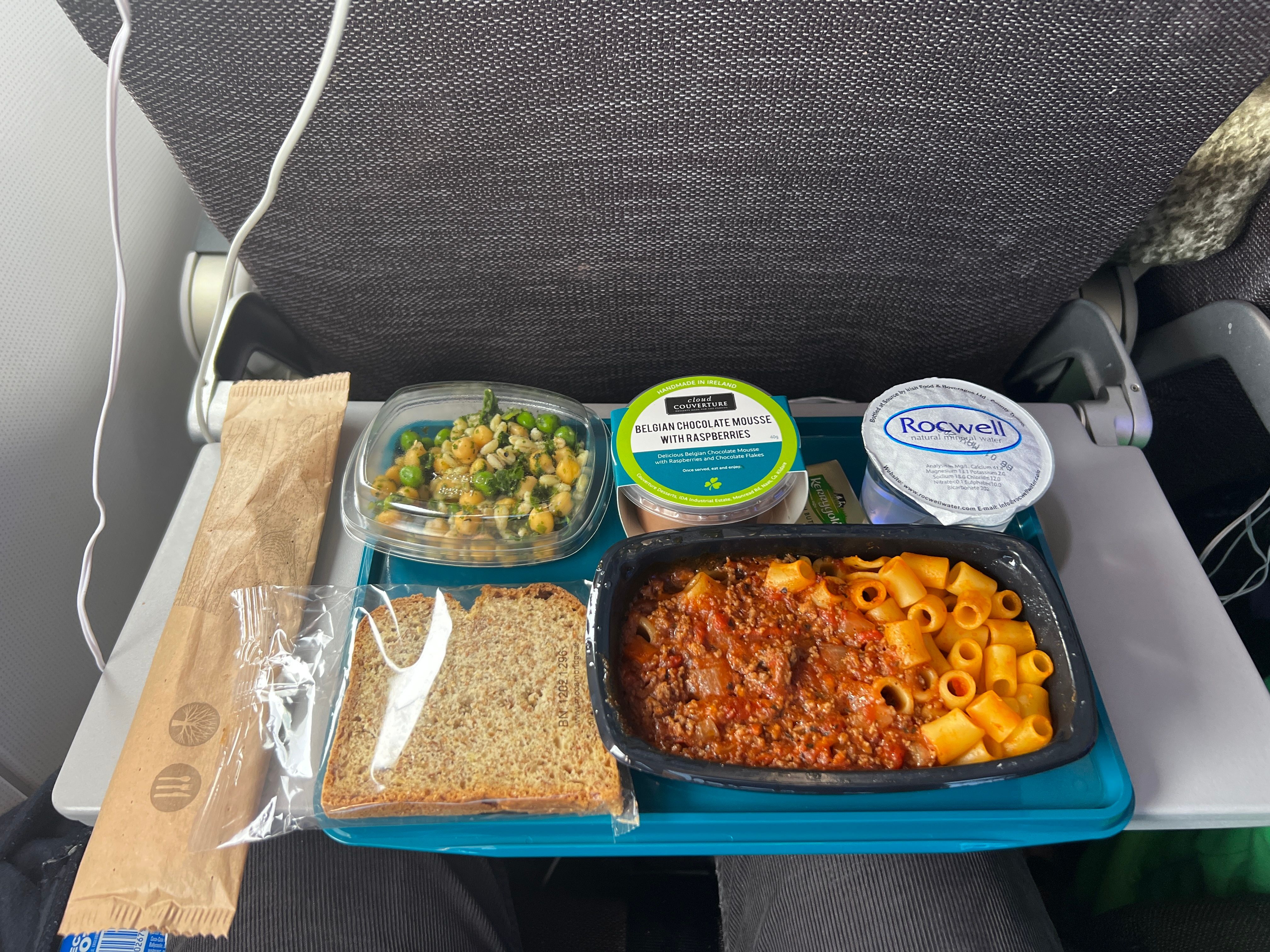 An Aer Lingus Economy Class Meal featuring Beef Ragu.