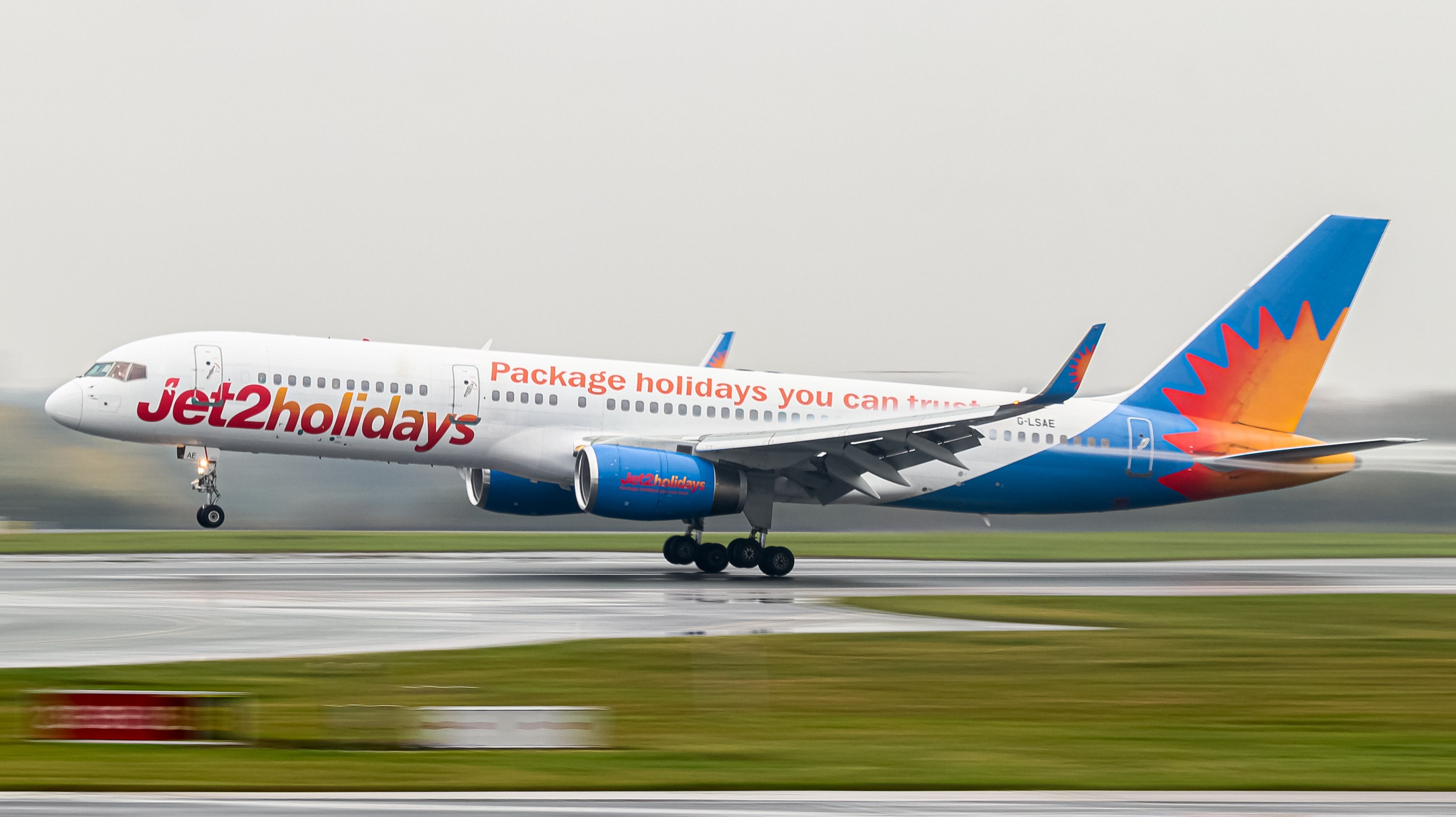 Jet2 Boeing 757 landing at Manchester Airport MAN