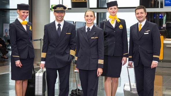 A Lufthansa flight crew.