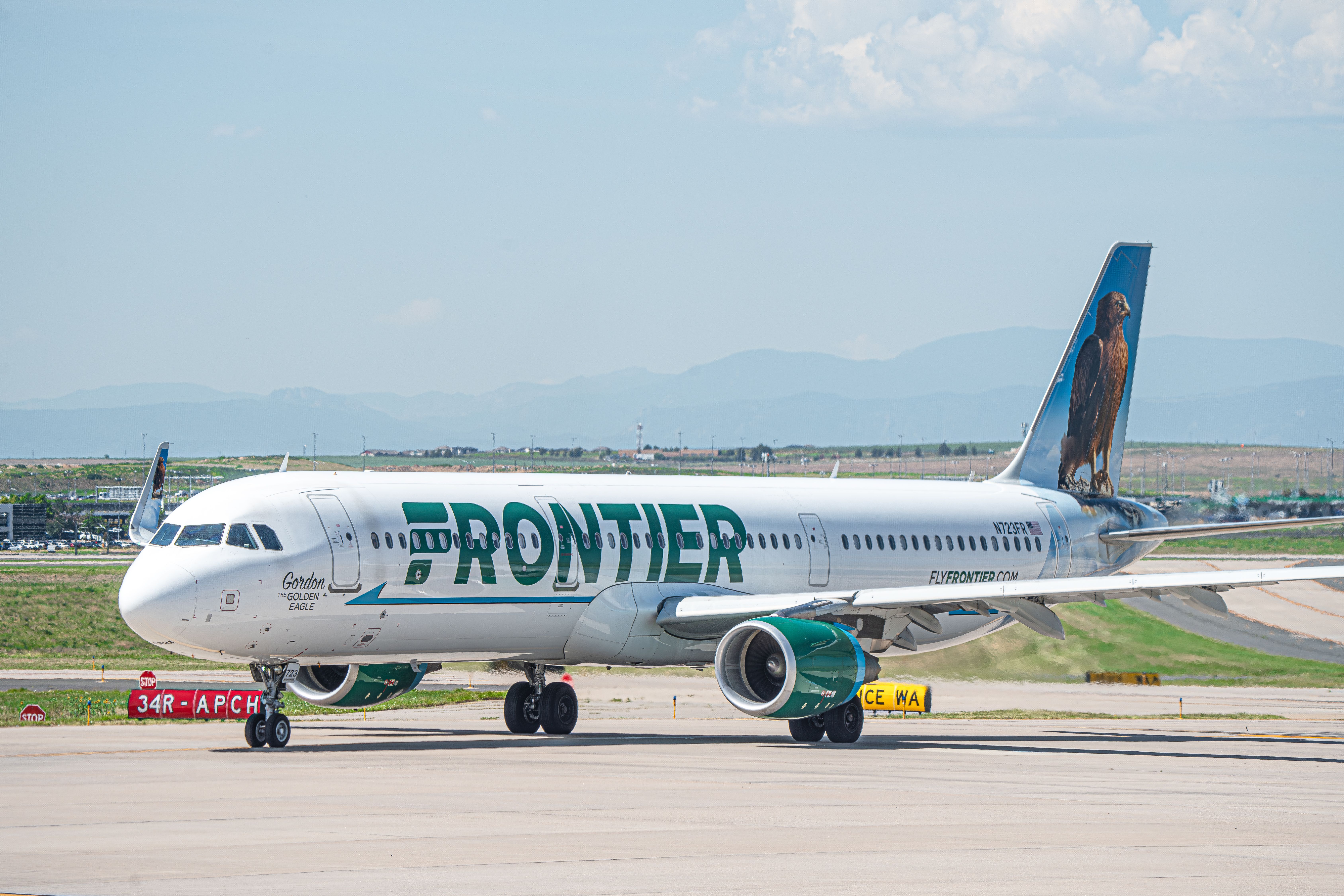 Frontier Airlines Airbus A321 at Denver International Airport.