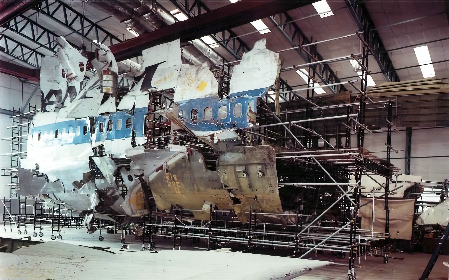 Reconstruction of the wrecked aircraft involved with Pan Am Flight 103.