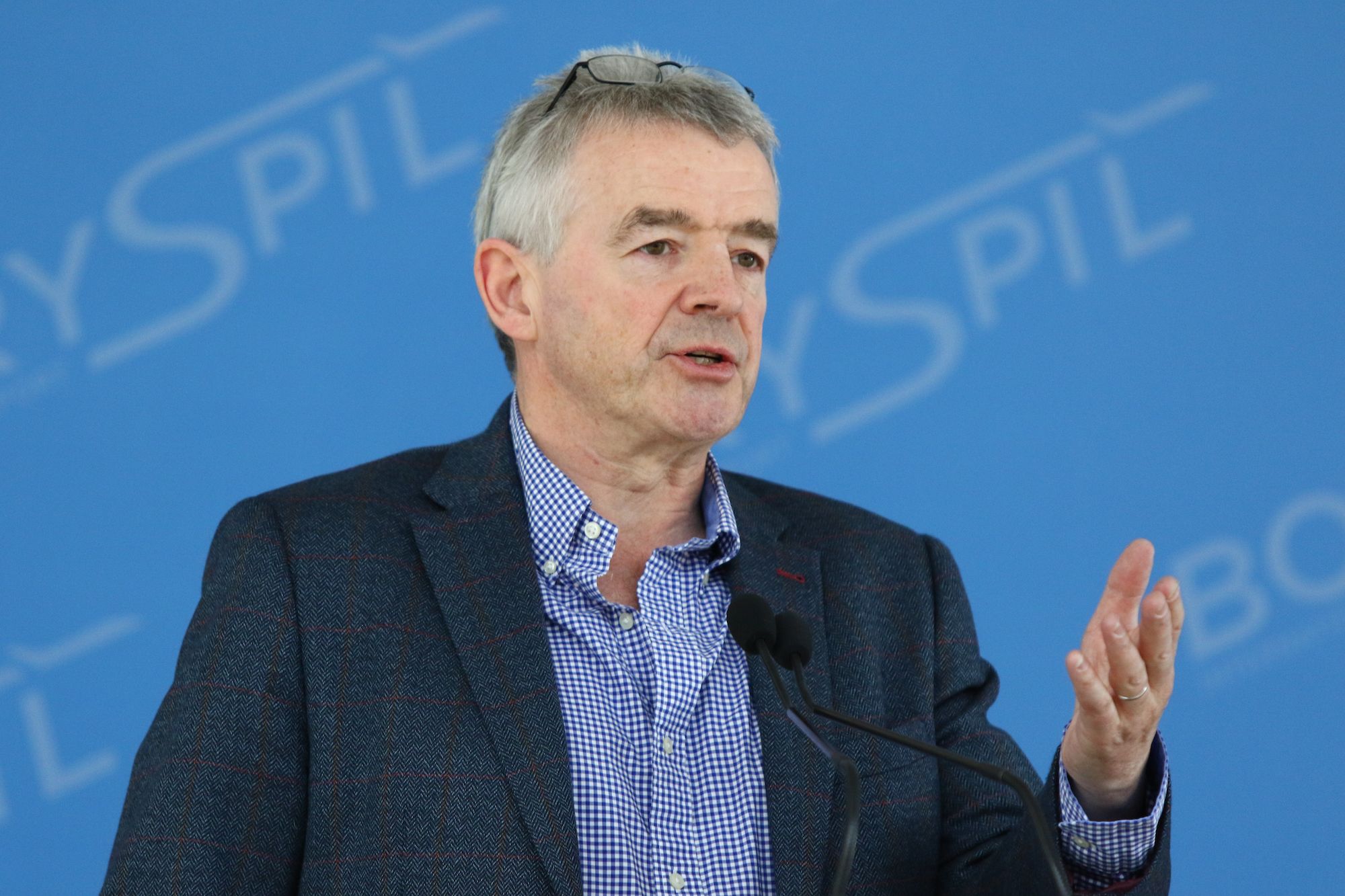 Ryanair CEO Michael O'Leary speaking during a press conference