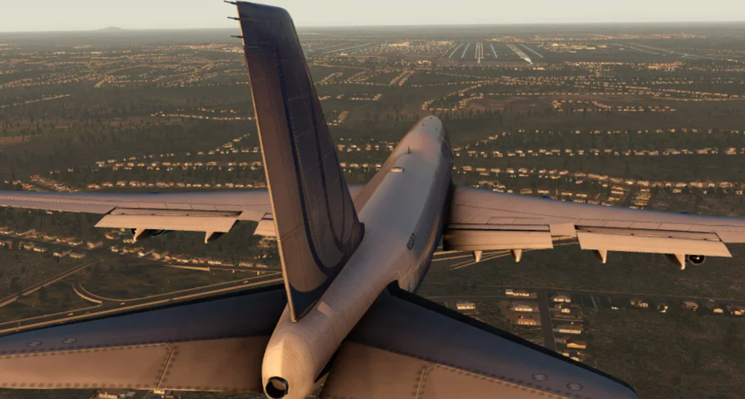 A Boeing 747 about to land at LAX