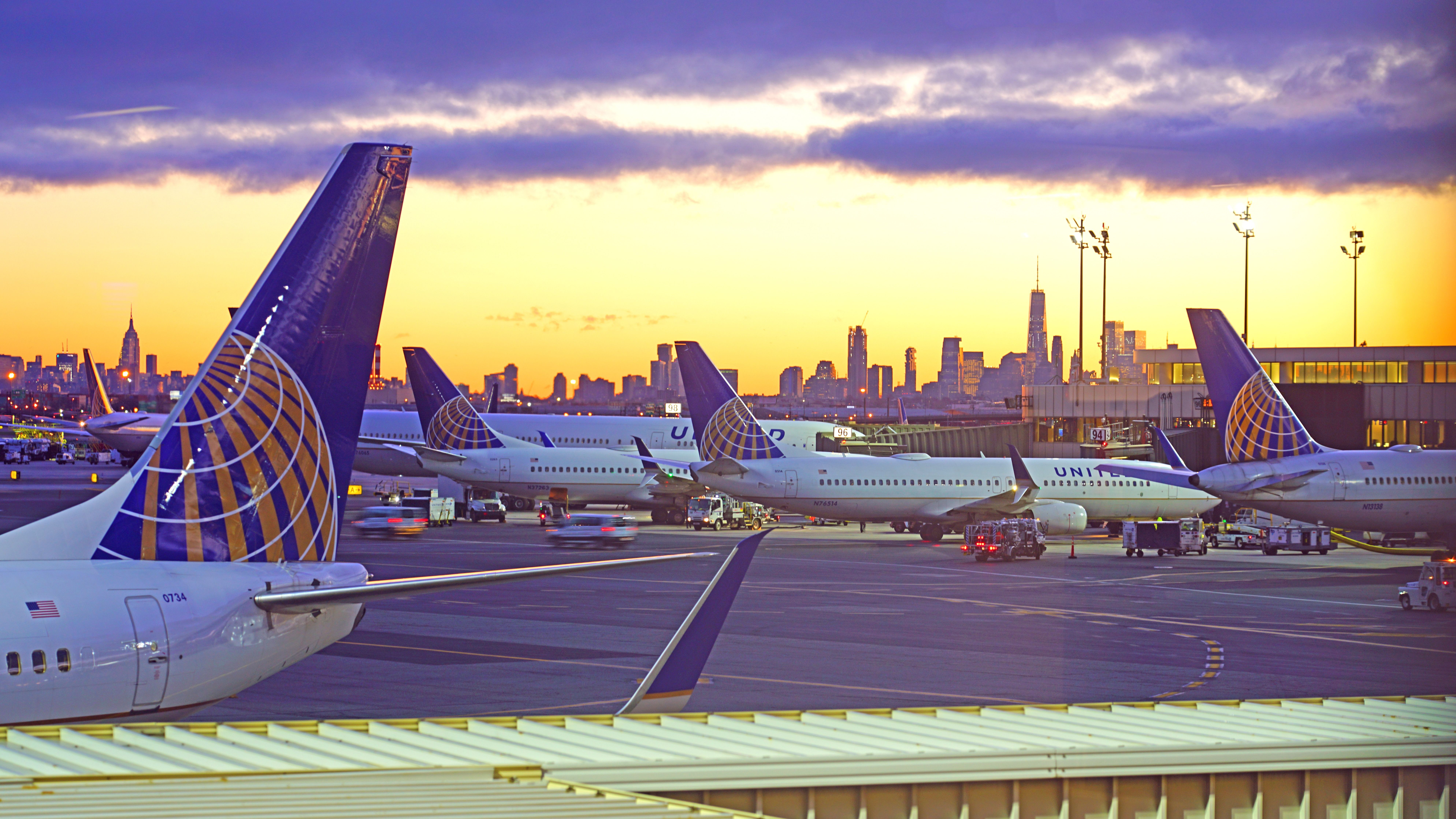 Sunrise at Newark Liberty International Airport.