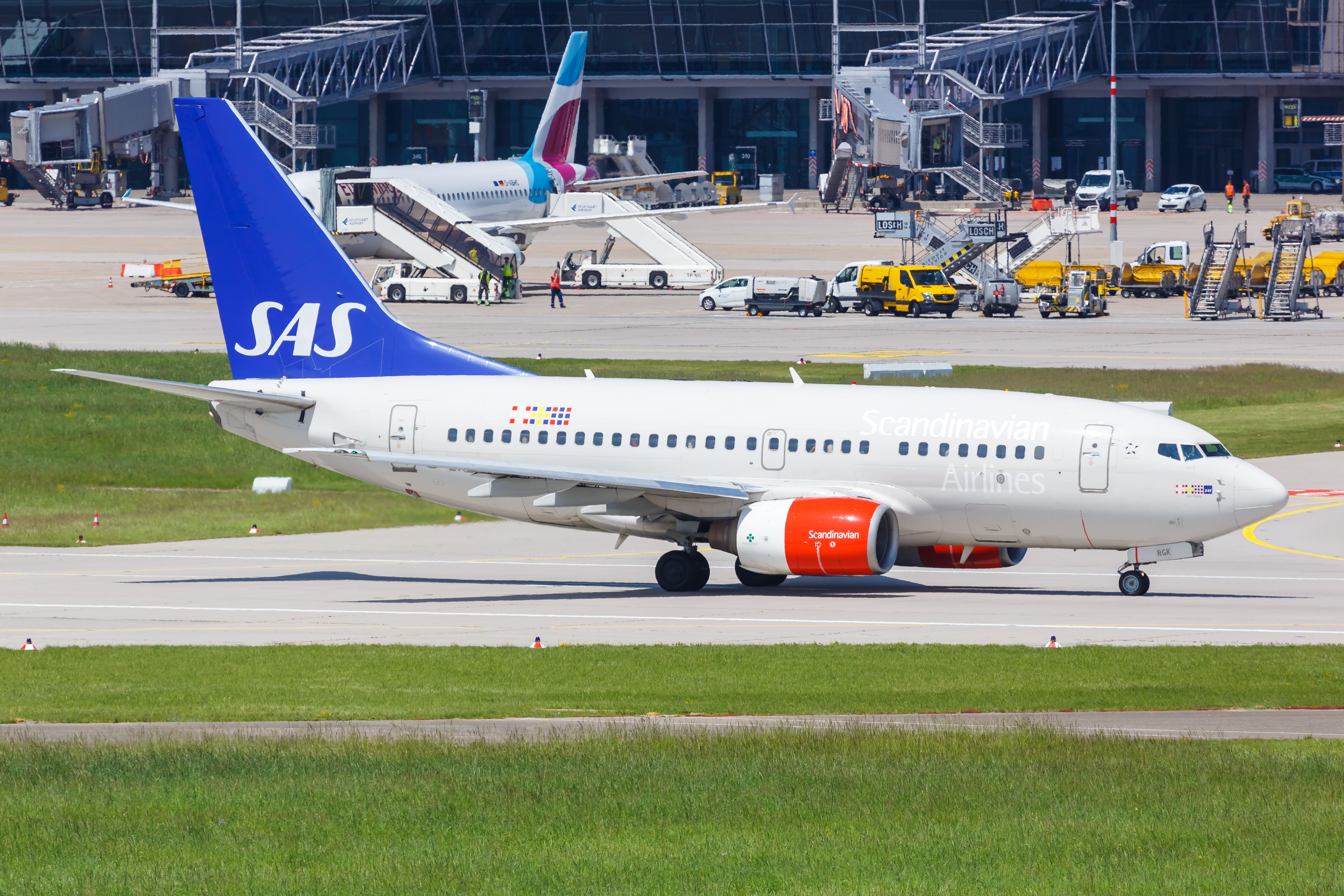 SAS Scandinavian Airlines Boeing 737 airplane at Stuttgart airport (STR)
