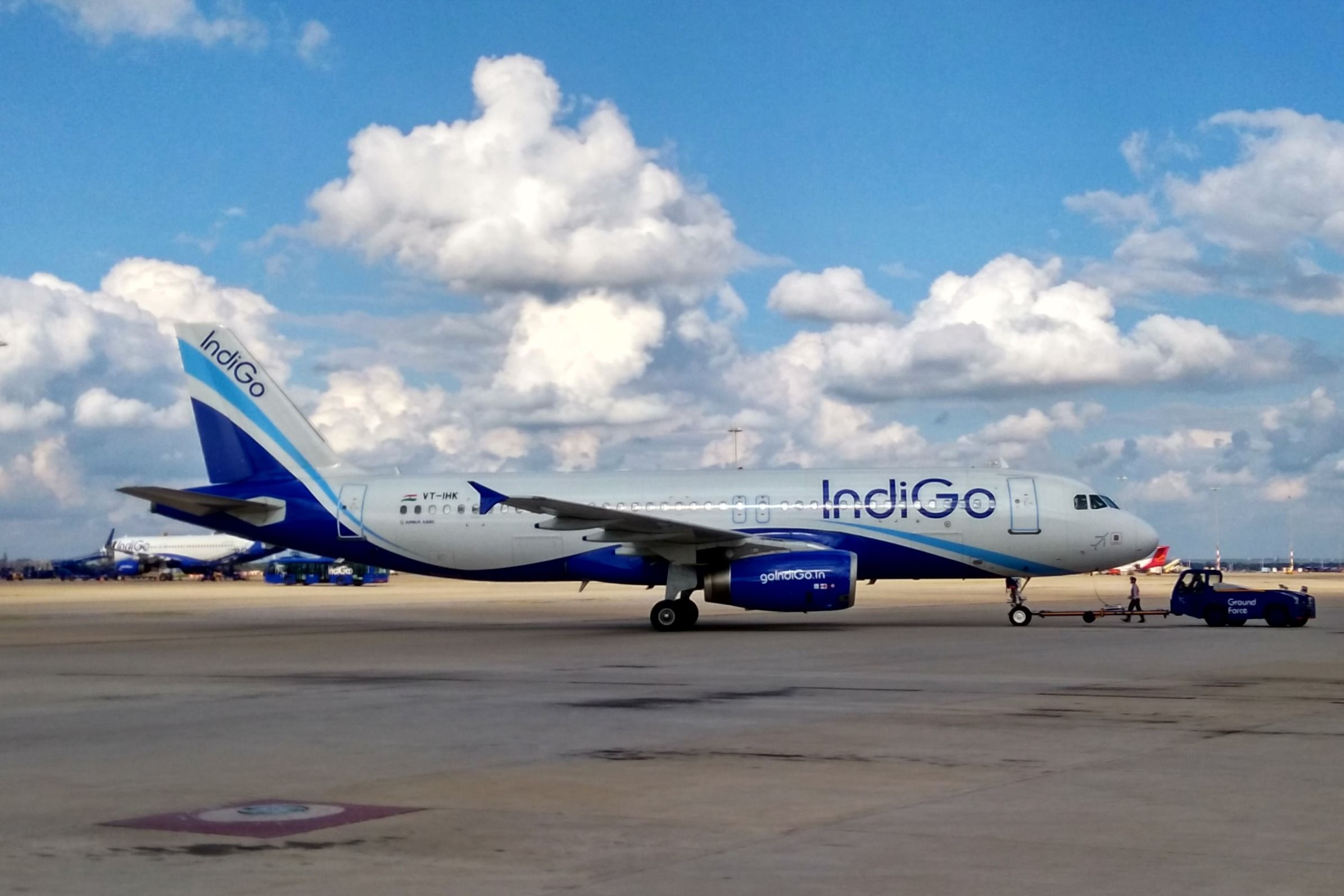 IndiGo Airbus aircraft parked at an airport