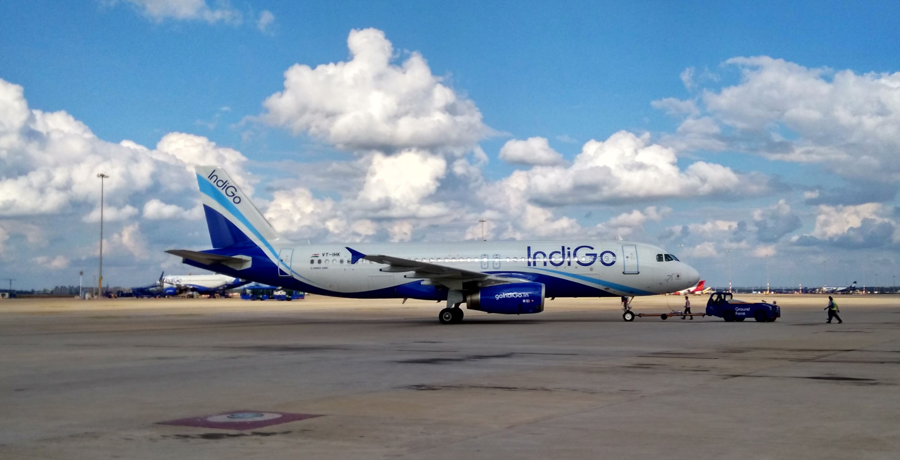 IndiGo Airbus aircraft parked at an airport